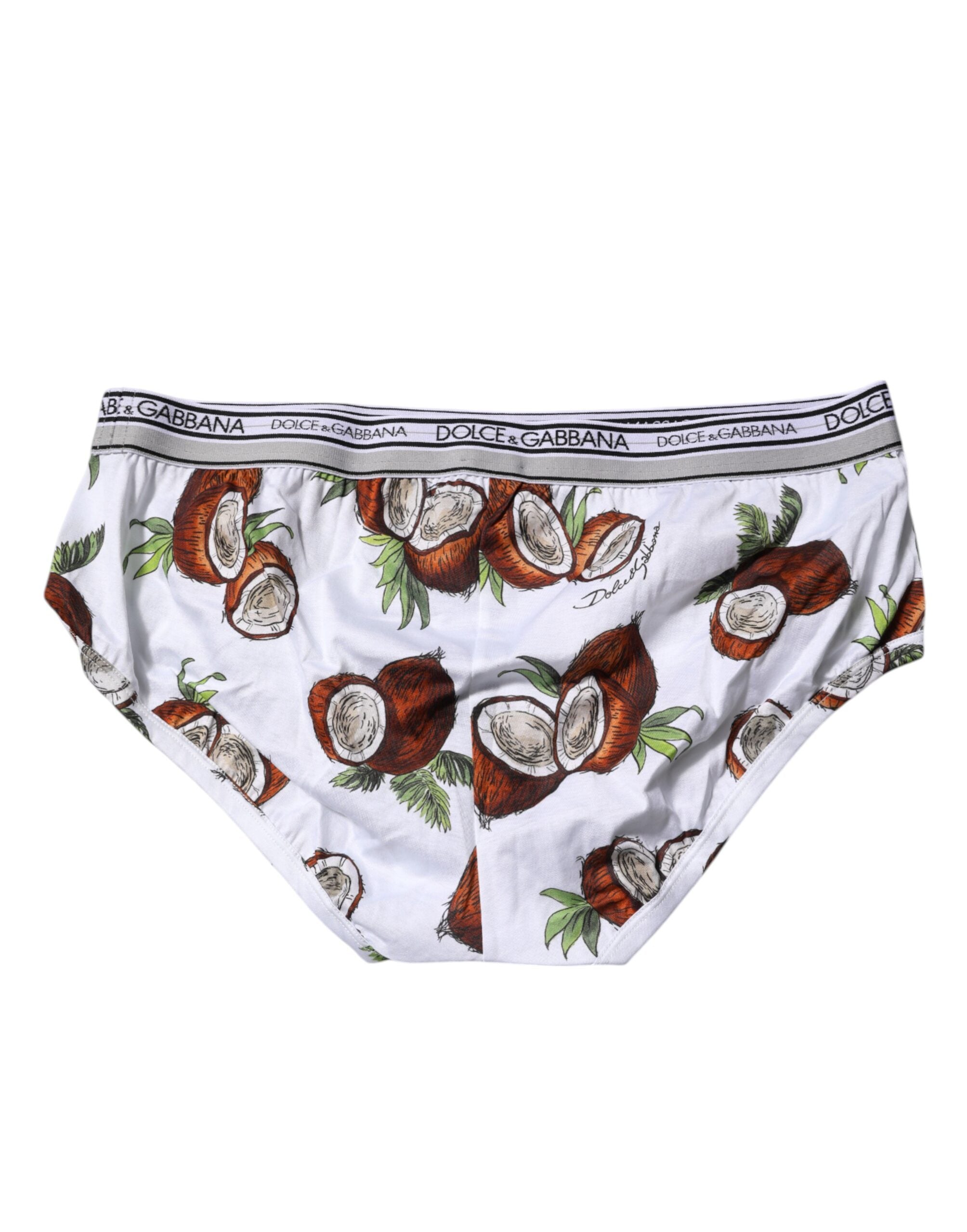 Dolce & Gabbana White Coconut Printed Regular Brief Underwear