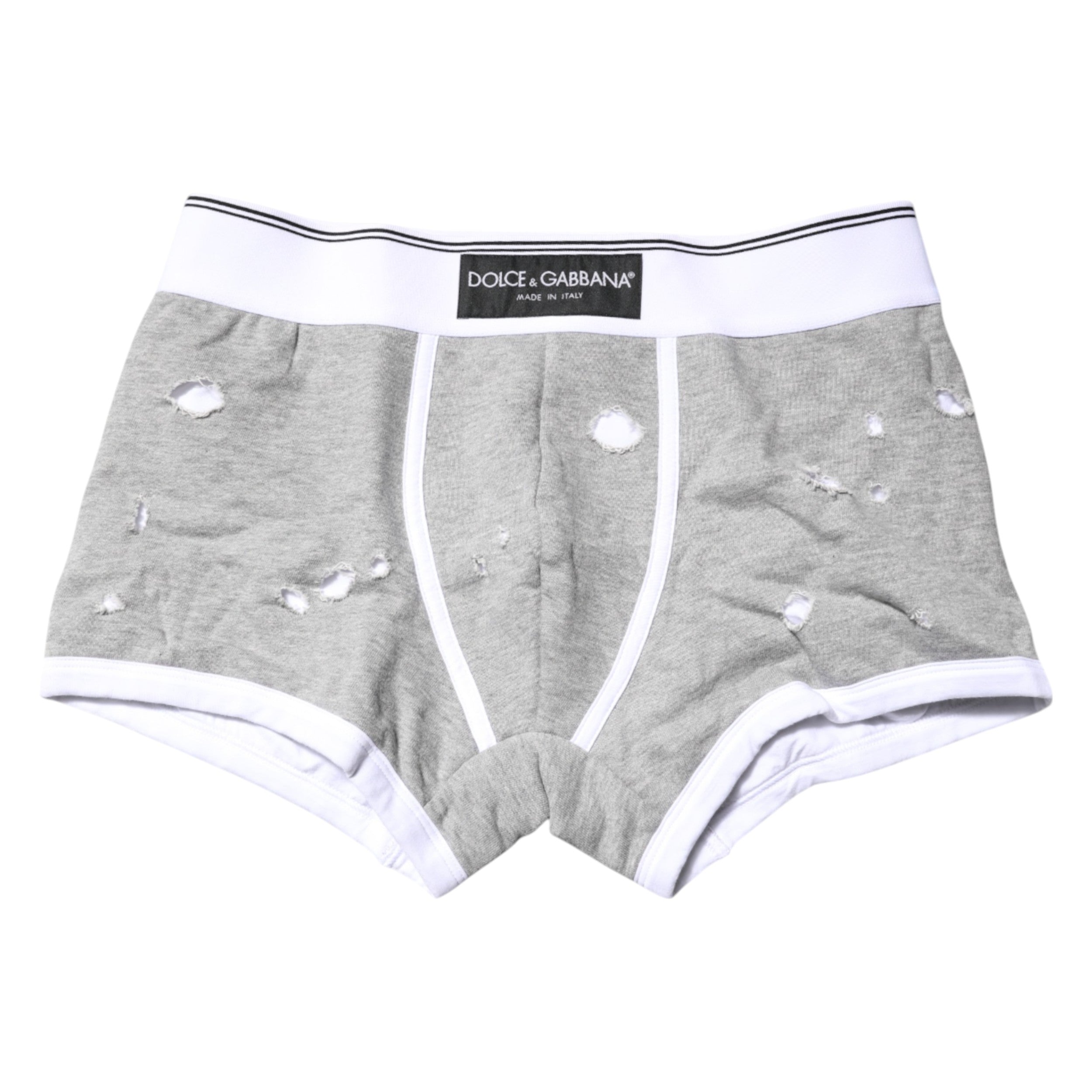 Dolce & Gabbana Gray Cotton Stretch Regular Boxer Underwear
