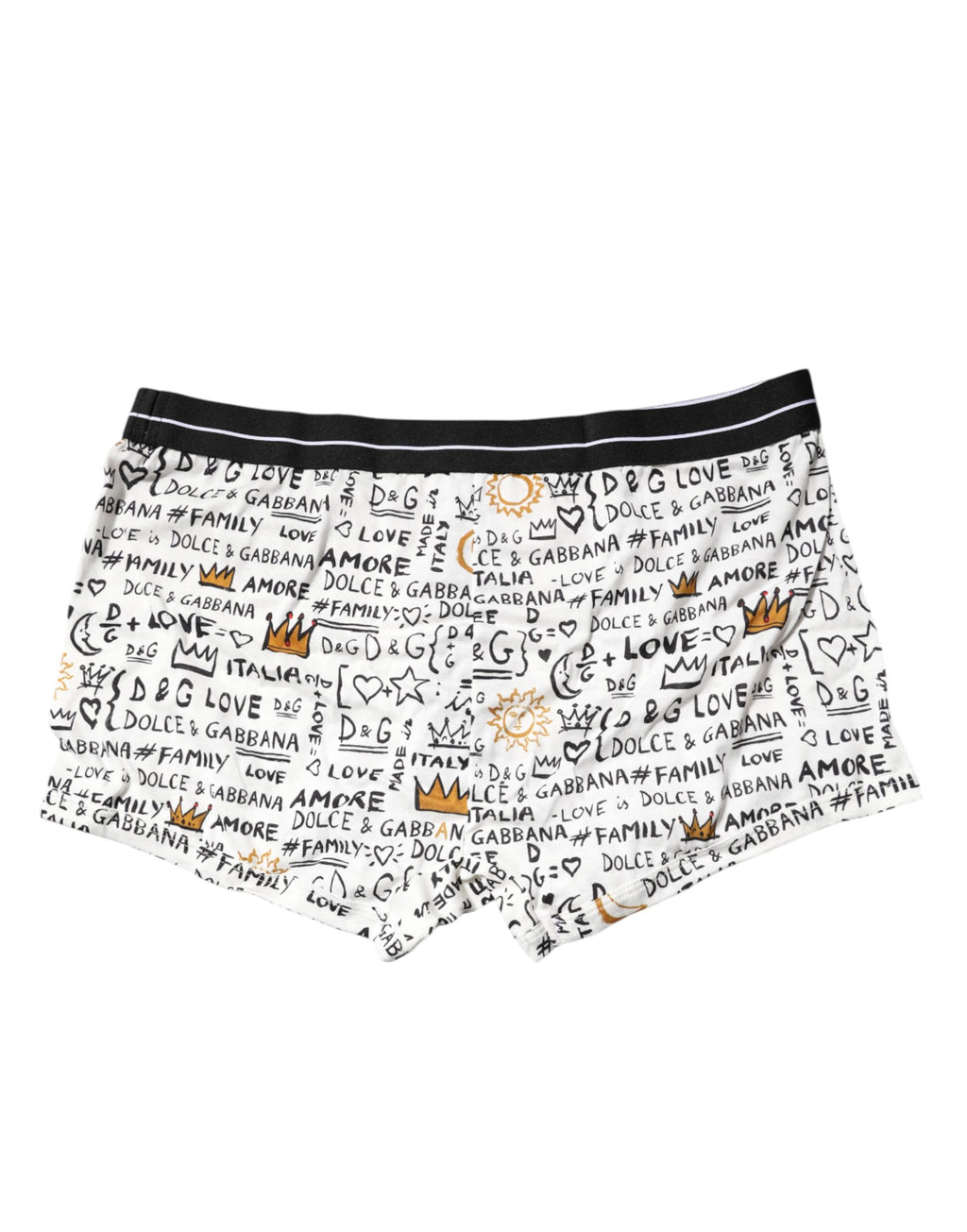 Dolce & Gabbana White Printed Cotton Regular Boxer Underwear
