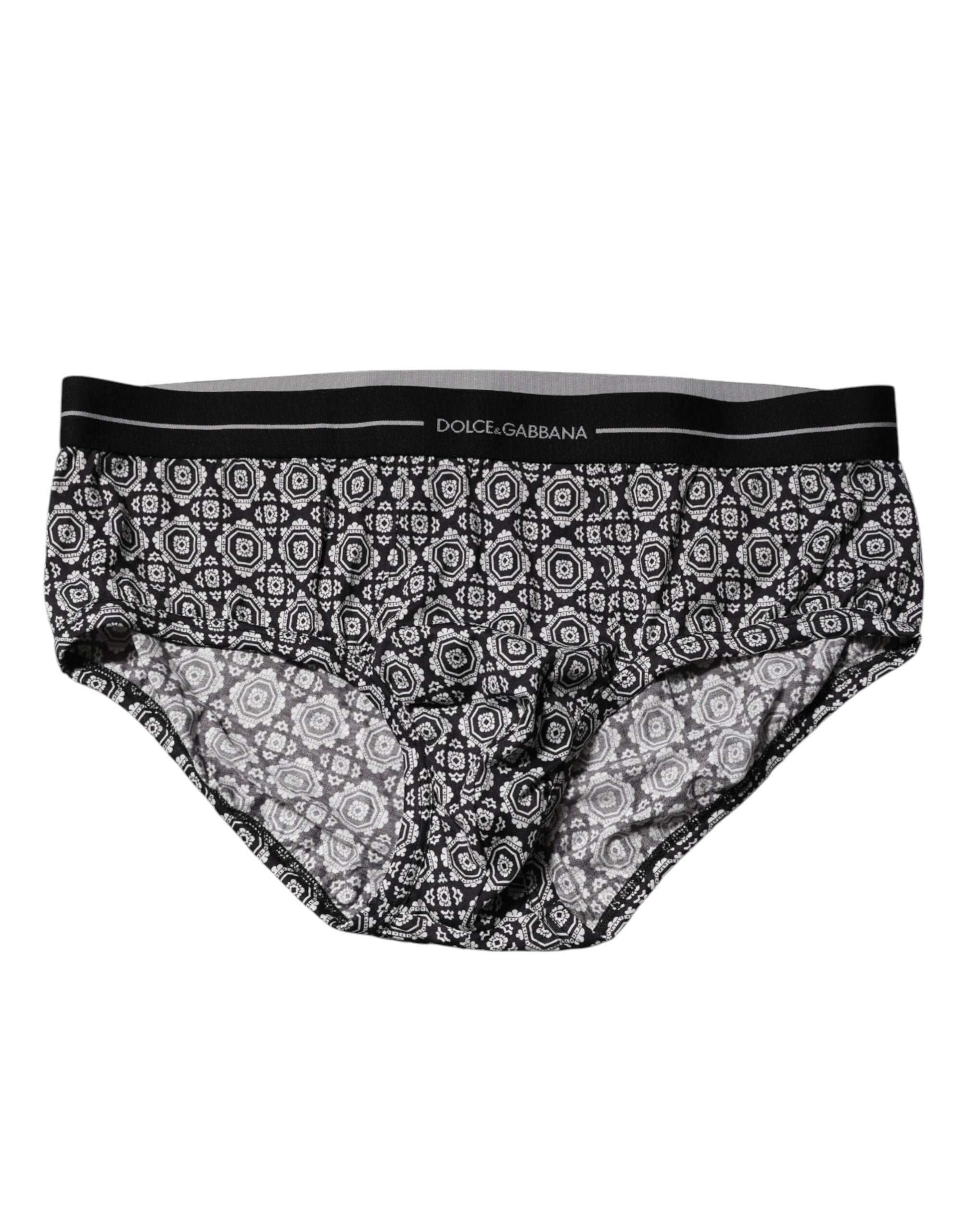 Dolce & Gabbana Black White Patterned Regular Brief Underwear