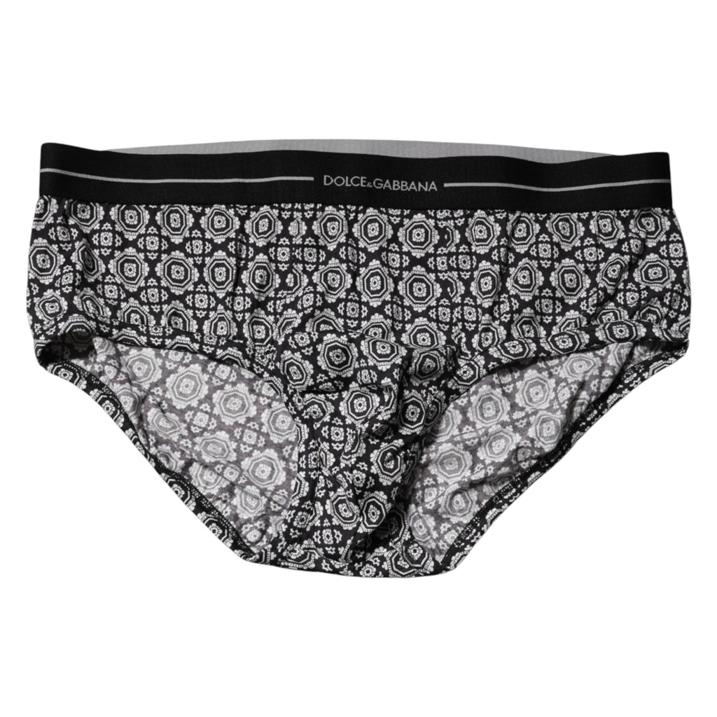 Dolce & Gabbana Black White Patterned Regular Brief Underwear