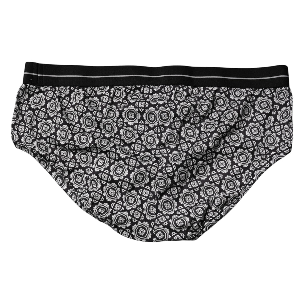 Dolce & Gabbana Black White Patterned Regular Brief Underwear