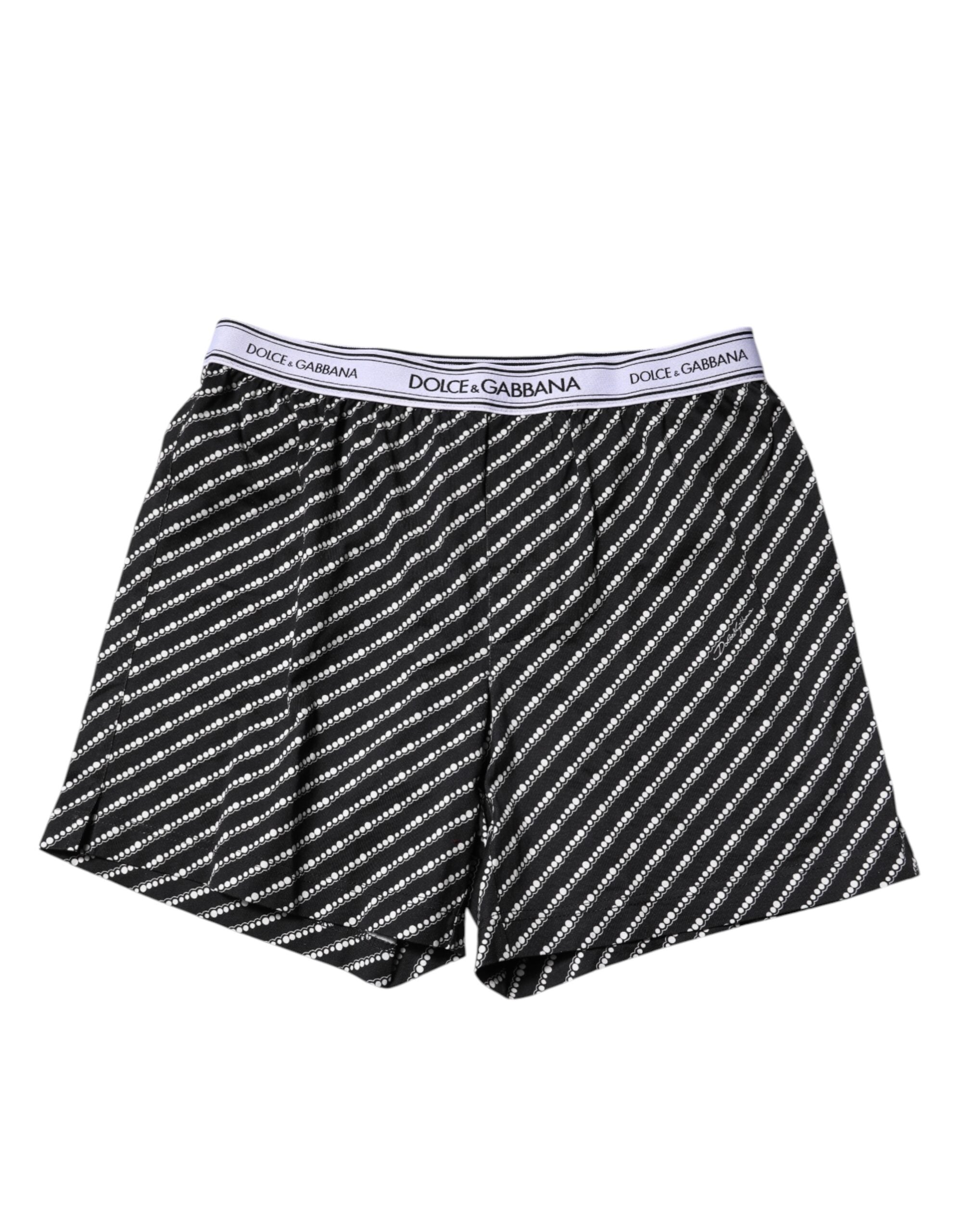 Dolce & Gabbana Black White Cotton Men Boxer Shorts Underwear