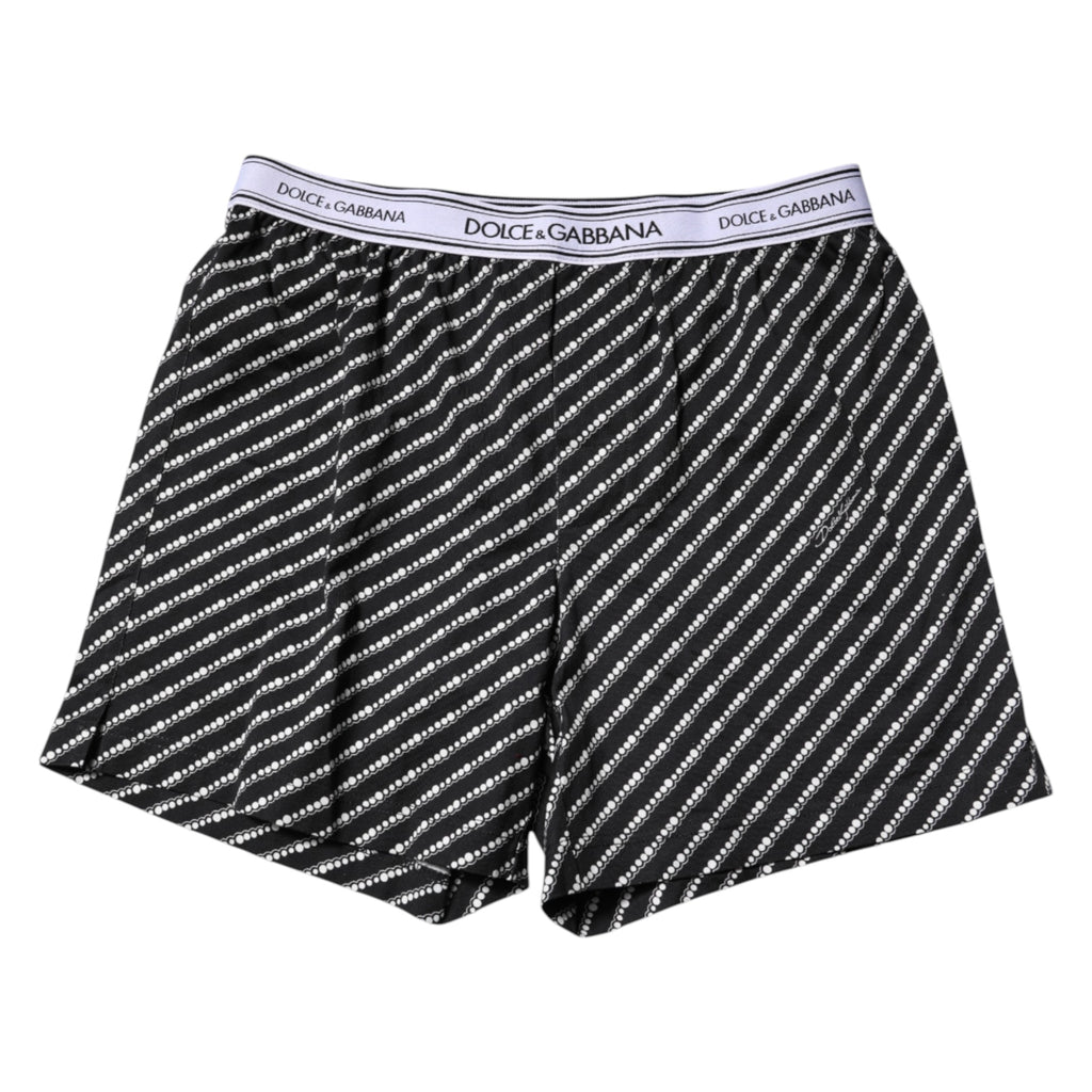 Dolce & Gabbana Black White Cotton Men Boxer Shorts Underwear