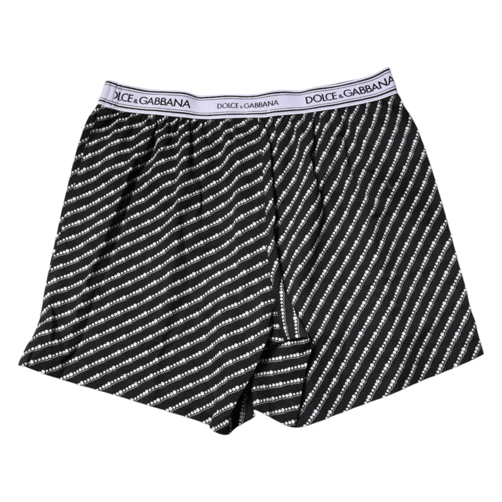 Dolce & Gabbana Black White Cotton Men Boxer Shorts Underwear