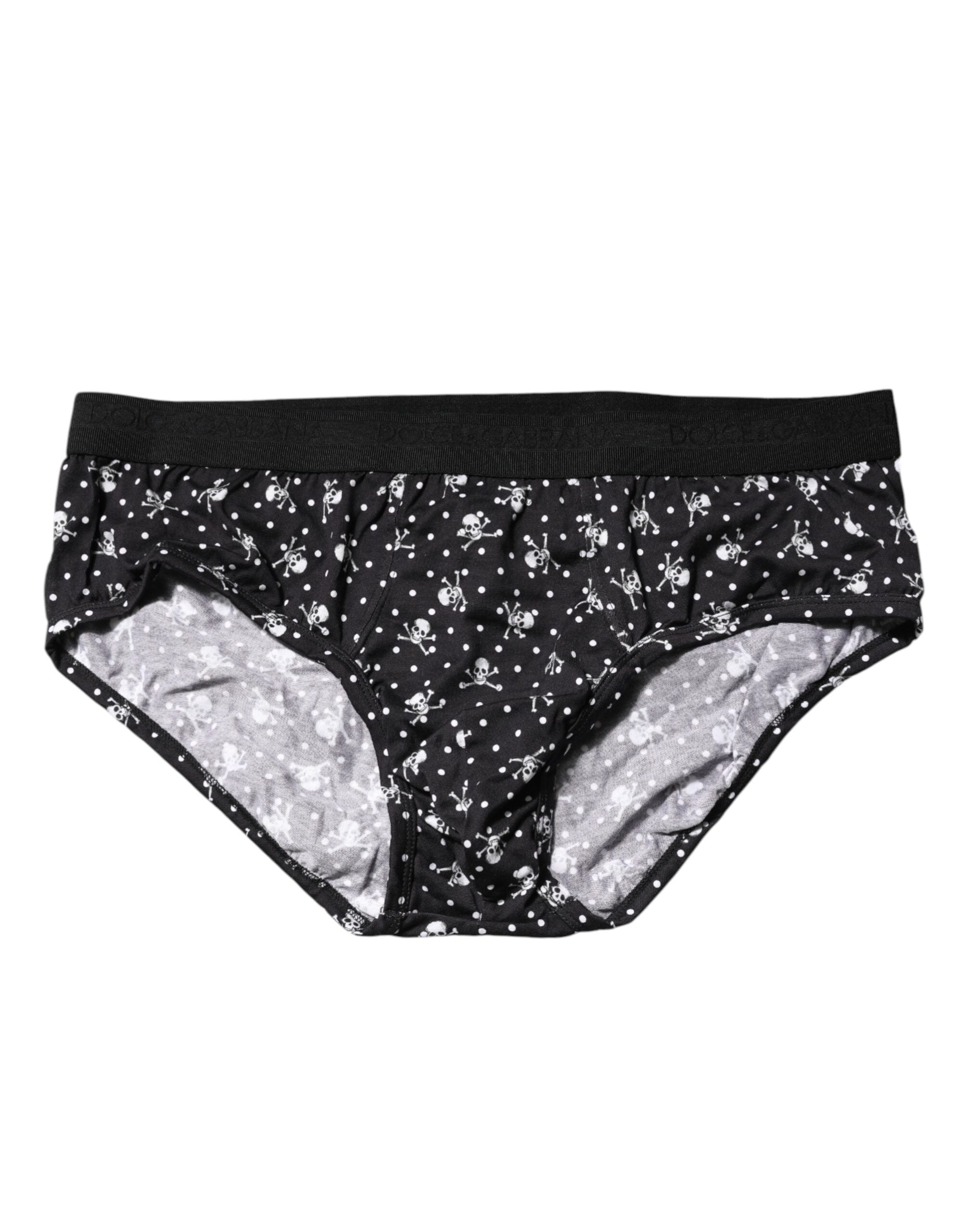 Dolce & Gabbana Black Cotton Printed Regular Brief Underwear