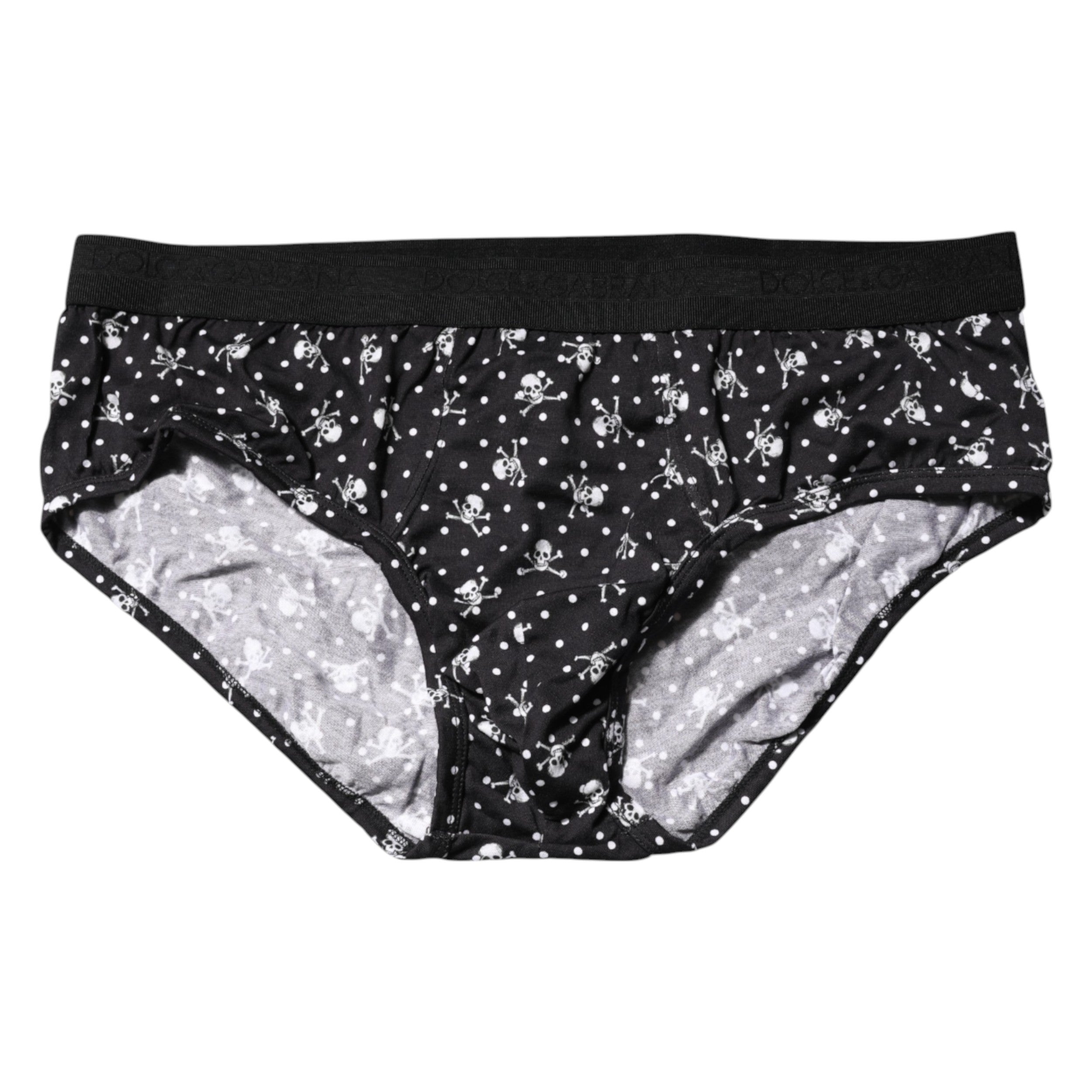 Dolce & Gabbana Black Cotton Printed Regular Brief Underwear