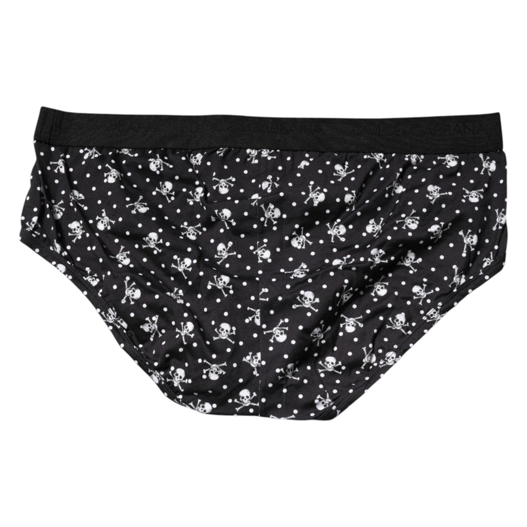 Dolce & Gabbana Black Cotton Printed Regular Brief Underwear
