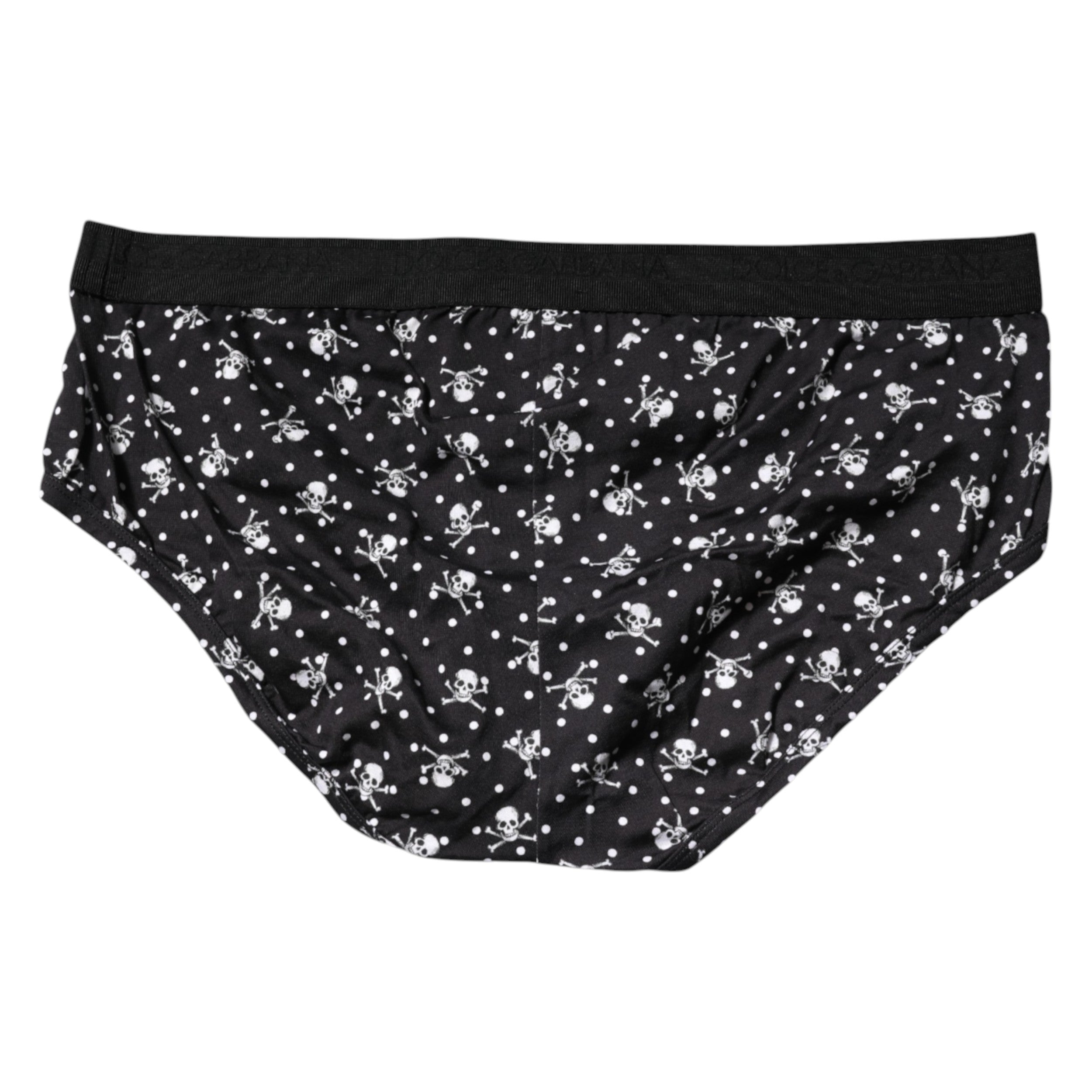 Dolce & Gabbana Black Cotton Printed Regular Brief Underwear