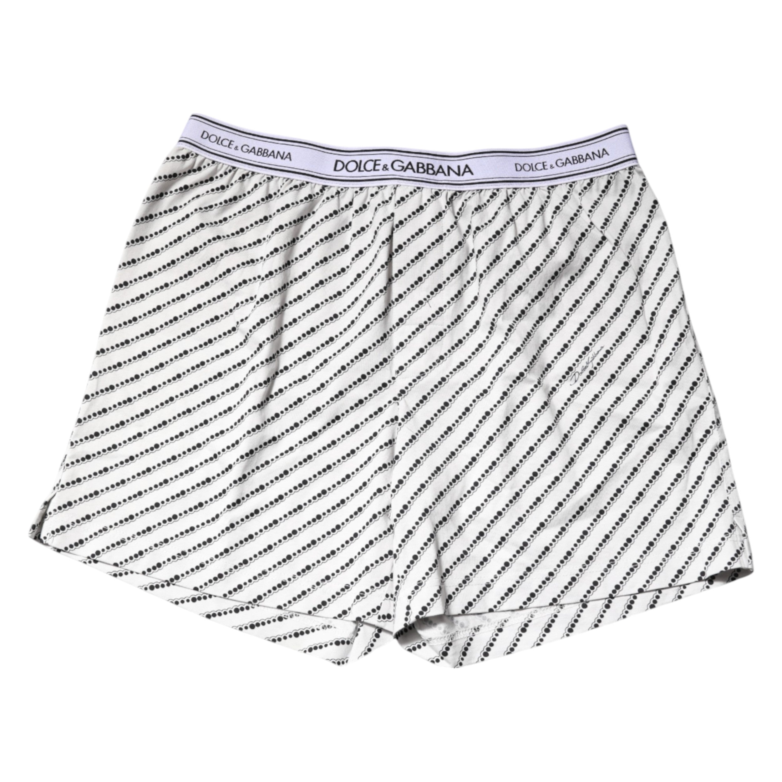 Dolce & Gabbana White Black Patterned Regular Boxer Underwear