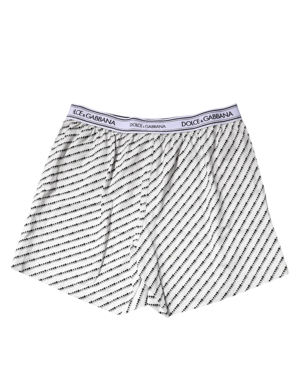 Dolce & Gabbana White Black Patterned Regular Boxer Underwear