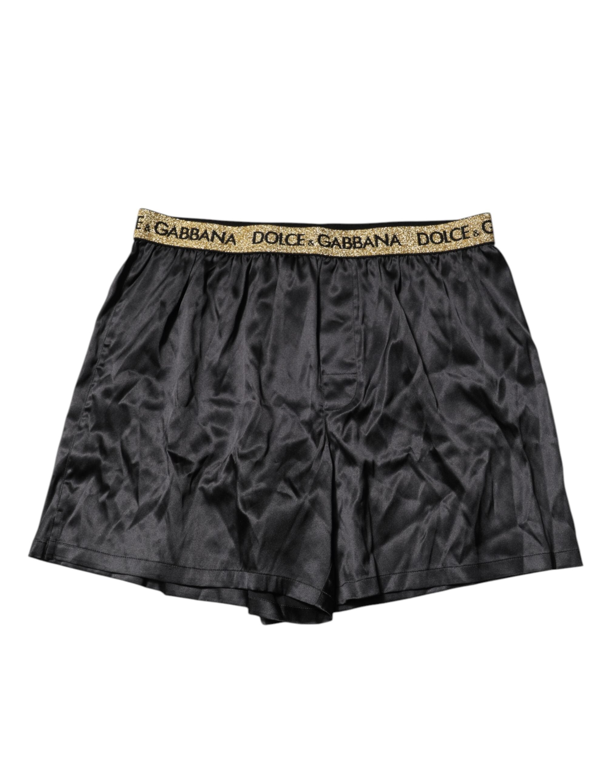 Dolce & Gabbana Black Logo Waist Regular Boxer Shorts Underwear