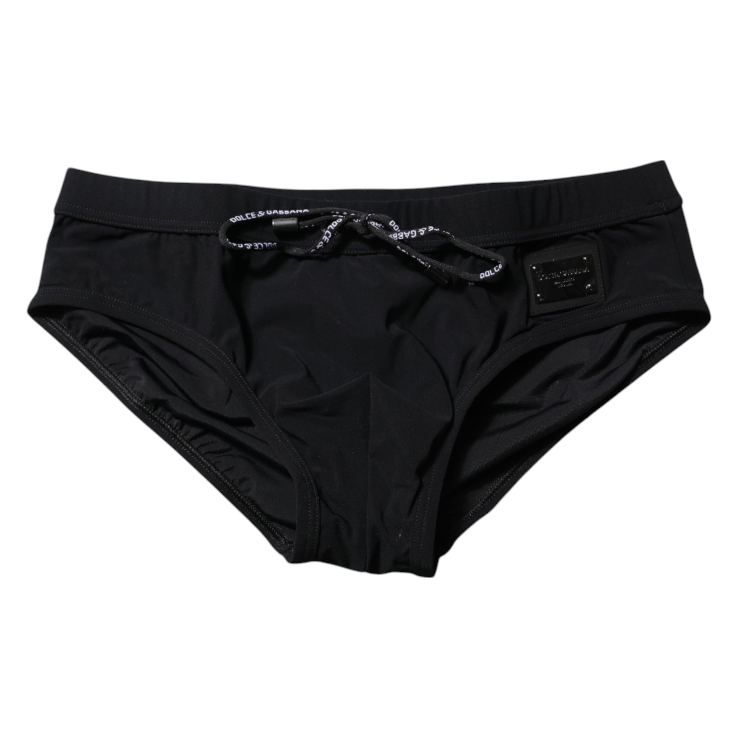 Dolce & Gabbana Black Logo Plaque Men Beachwear Brief Swimwear