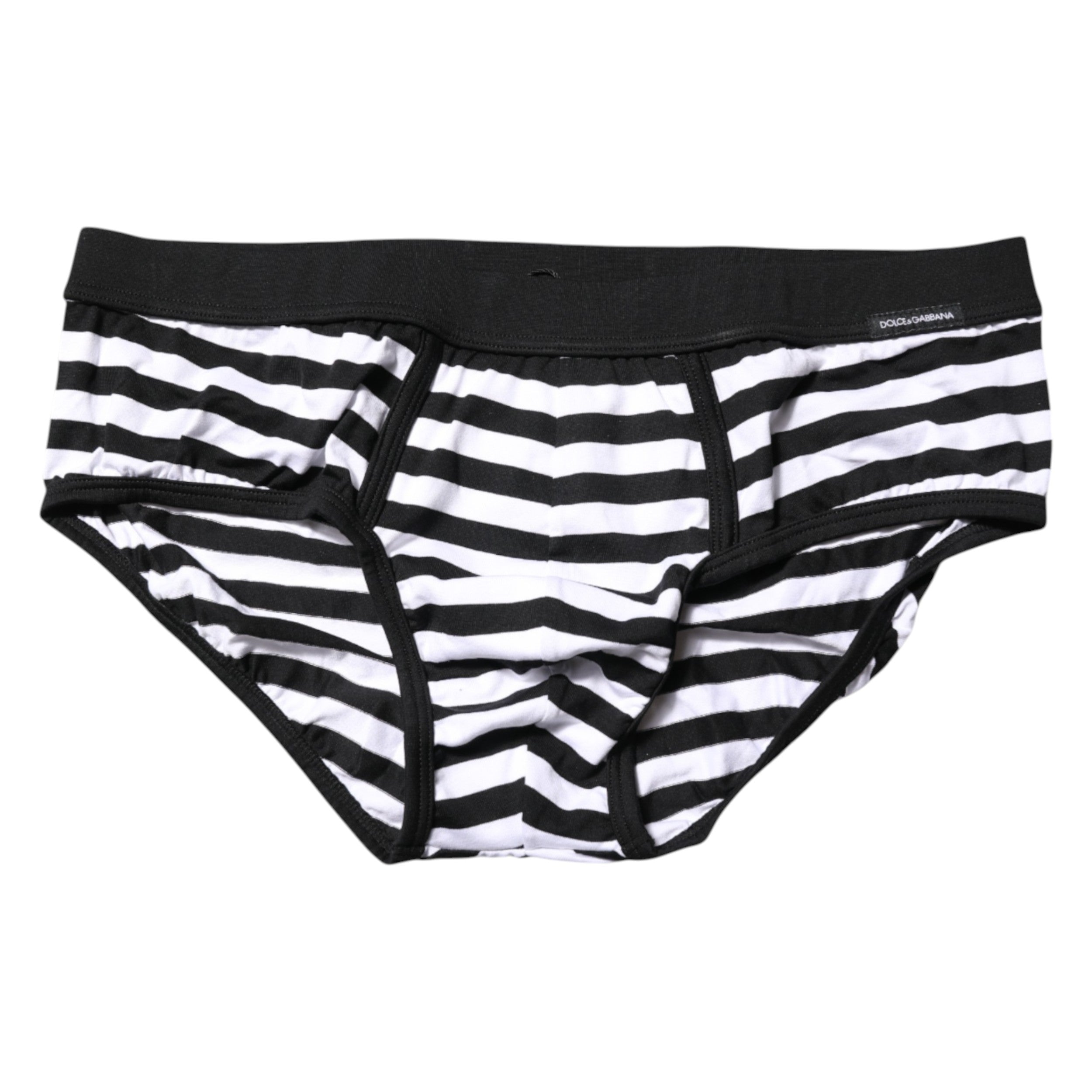 Dolce & Gabbana Black White Striped Men Regular Brief Underwear