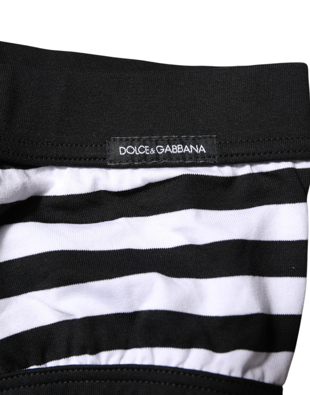 Dolce & Gabbana Black White Striped Men Regular Brief Underwear