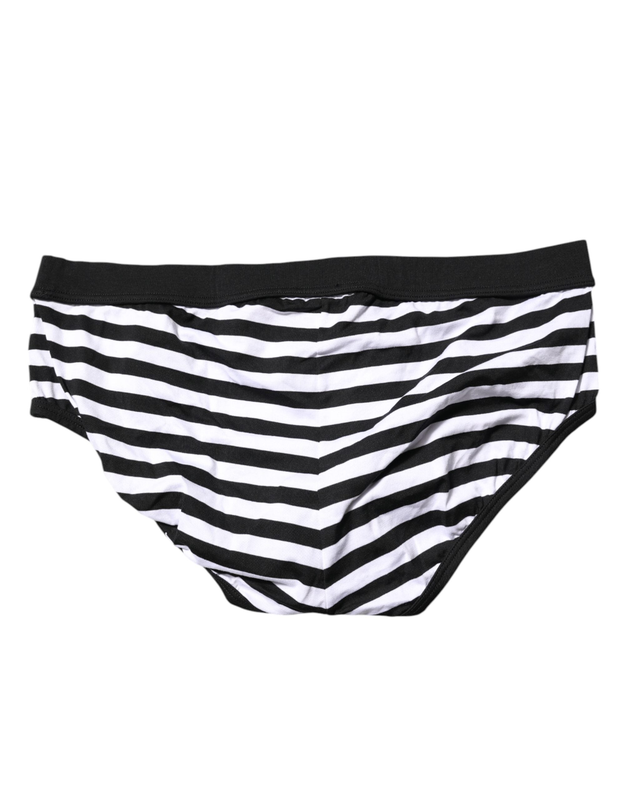 Dolce & Gabbana Black White Striped Men Regular Brief Underwear