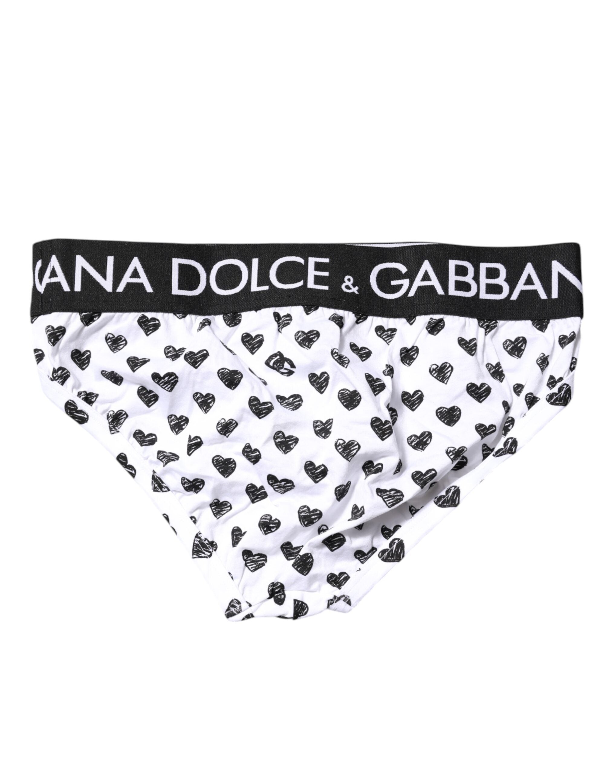 Dolce & Gabbana White Heart Printed Regular Brief Underwear