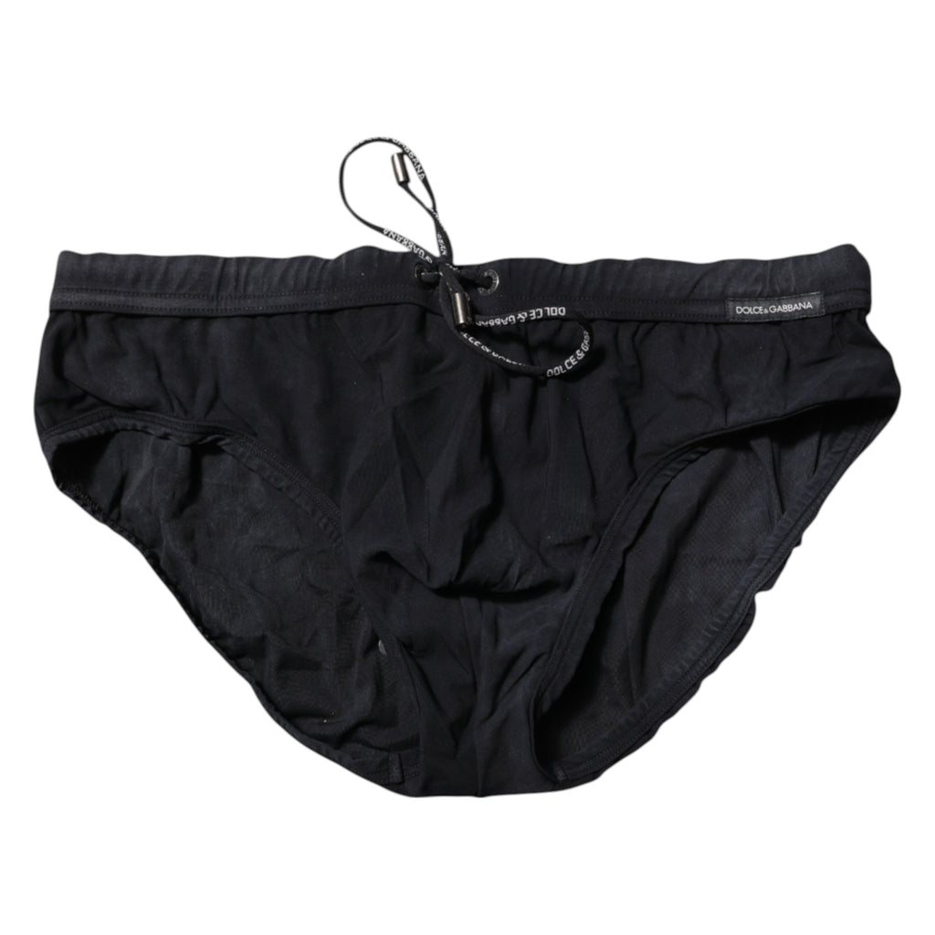 Dolce & Gabbana Black Drawstring Men Beachwear Brief Swimwear