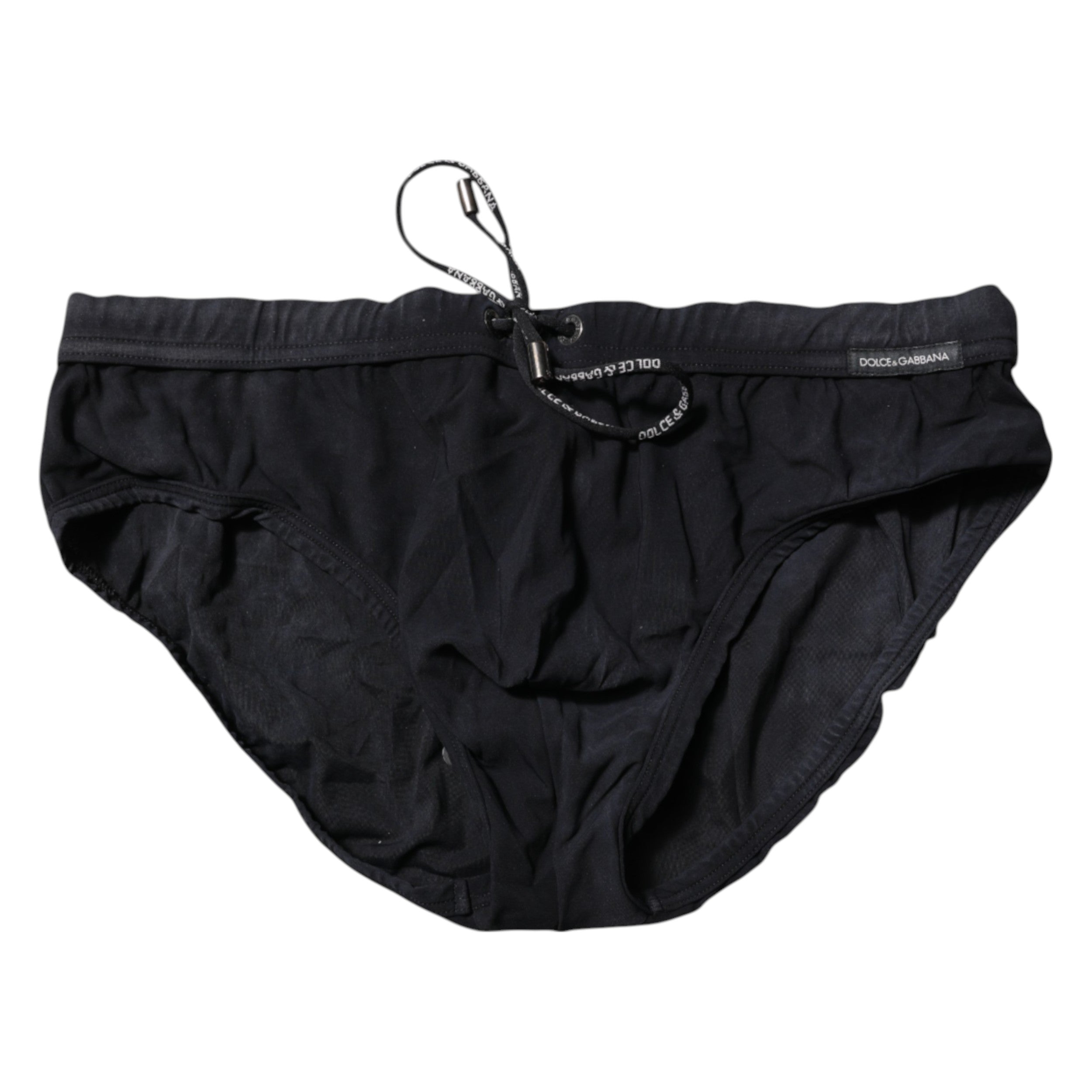 Dolce & Gabbana Black Drawstring Men Beachwear Brief Swimwear