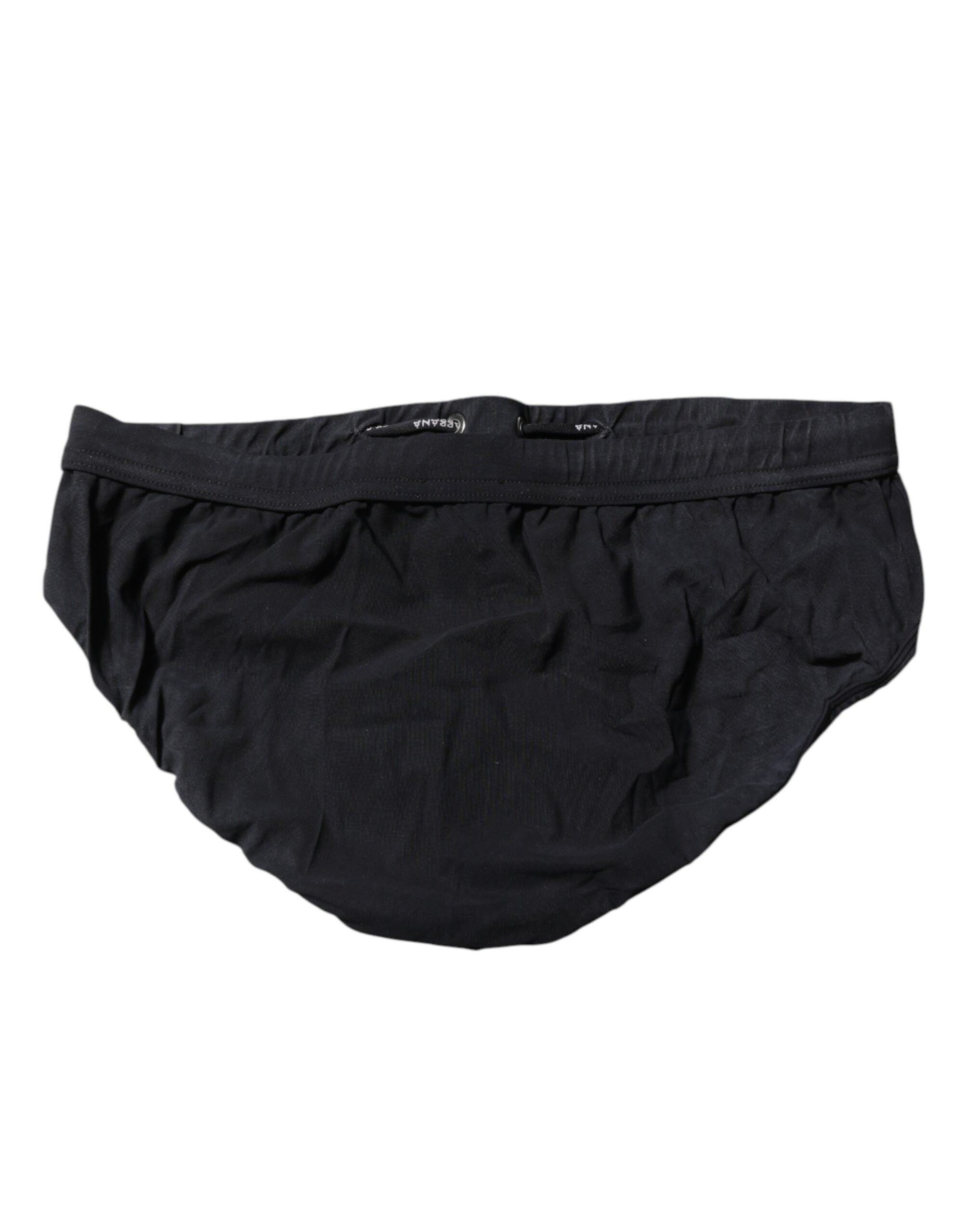 Dolce & Gabbana Black Drawstring Men Beachwear Brief Swimwear