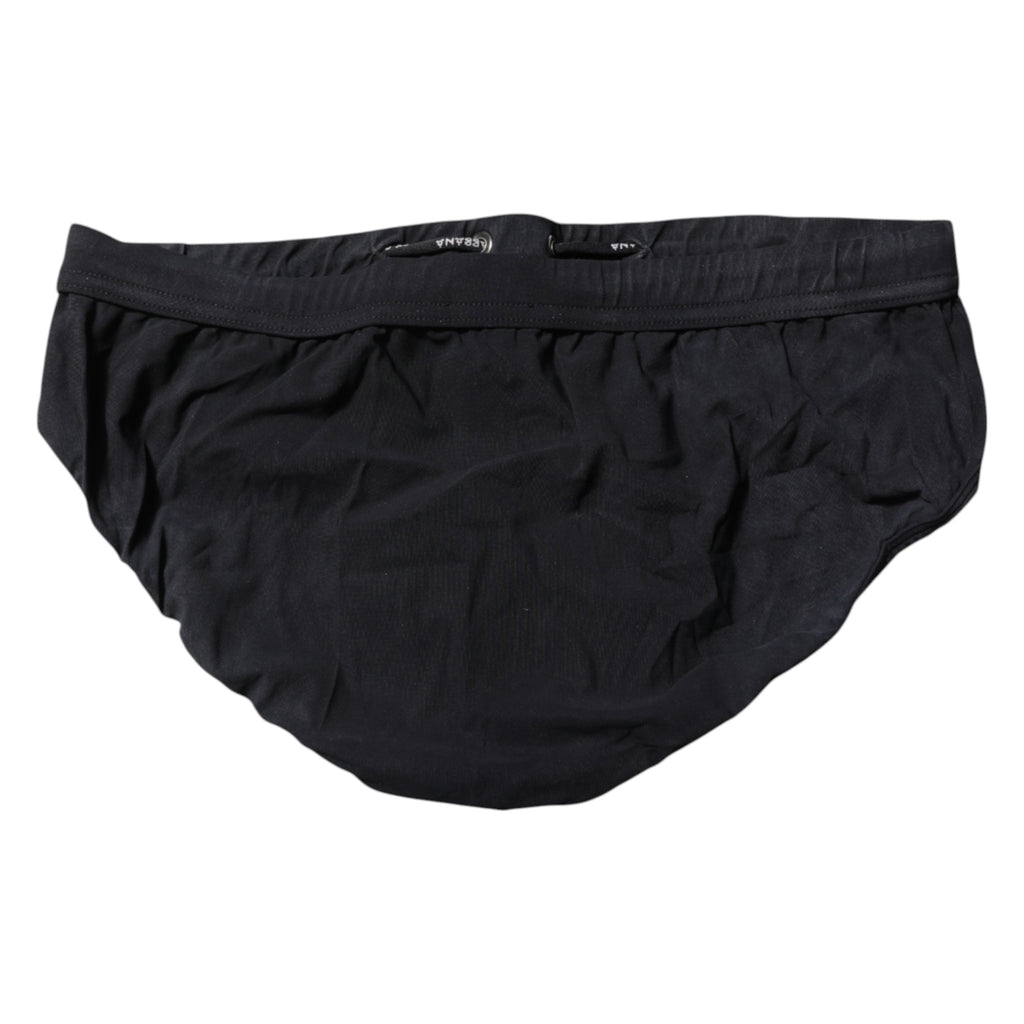 Dolce & Gabbana Black Drawstring Men Beachwear Brief Swimwear