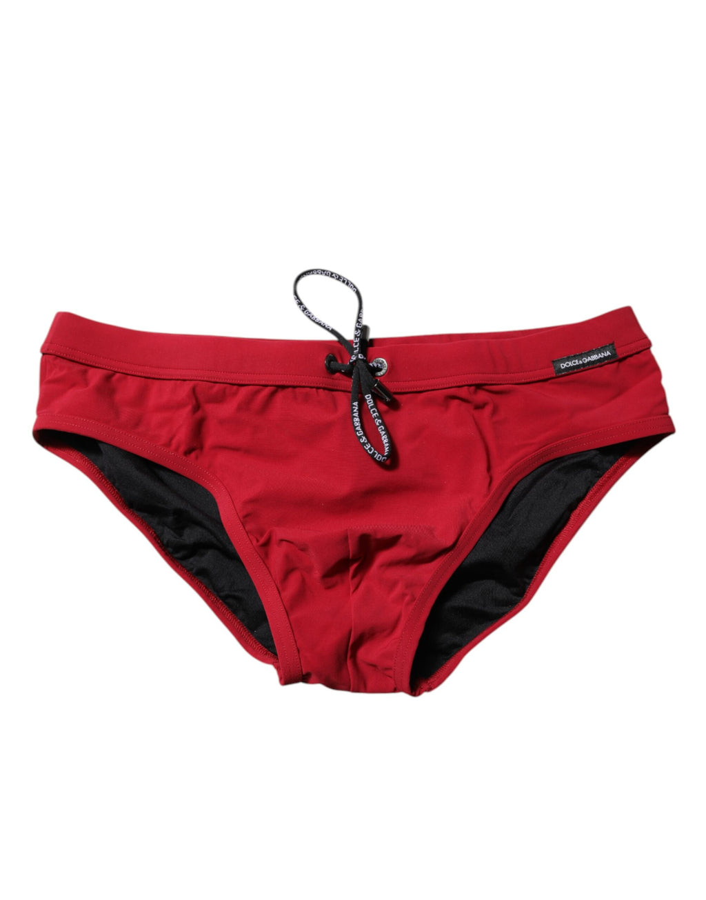 Dolce & Gabbana Red Drawstring Men Beachwear Brief Swimwear
