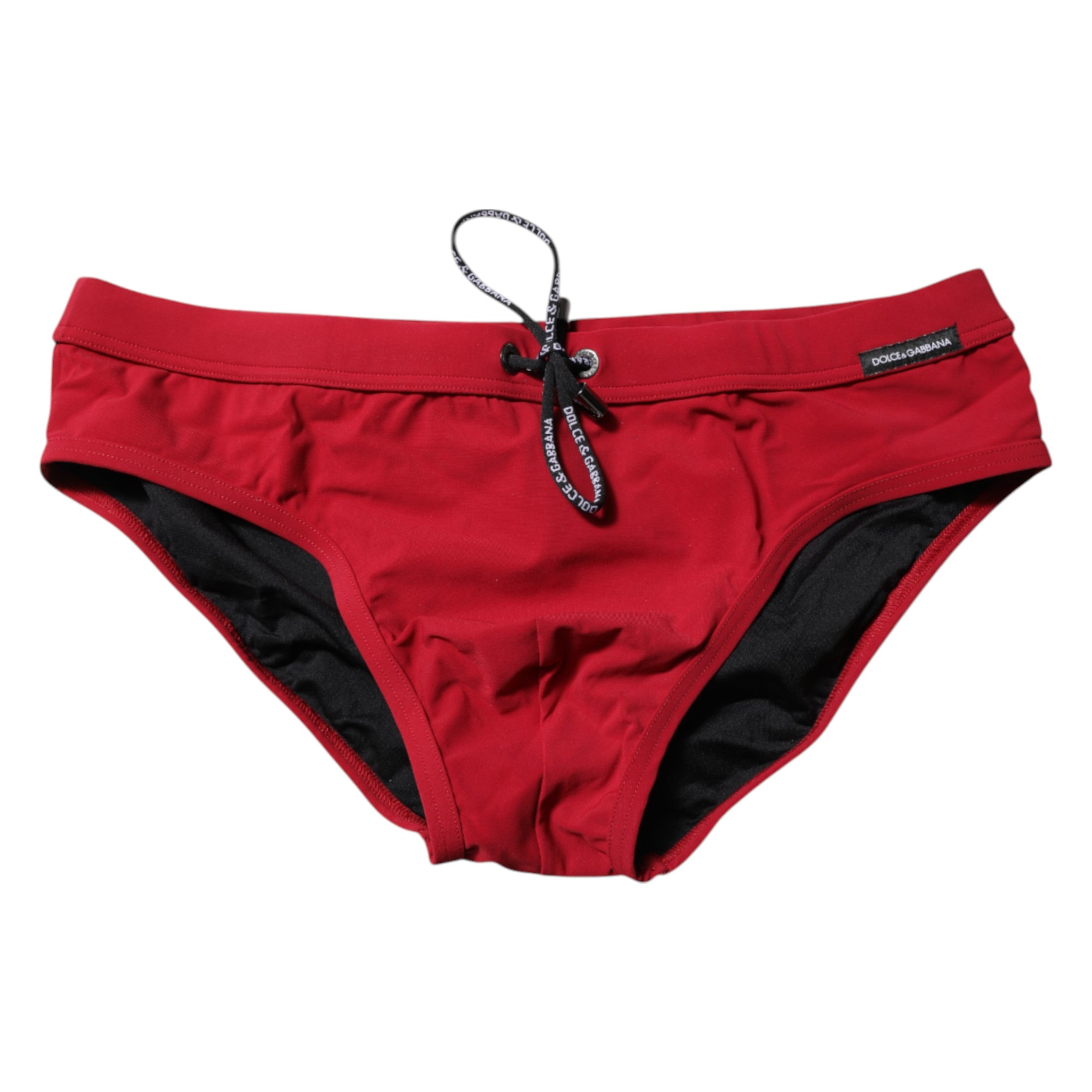 Dolce & Gabbana Red Drawstring Men Beachwear Brief Swimwear