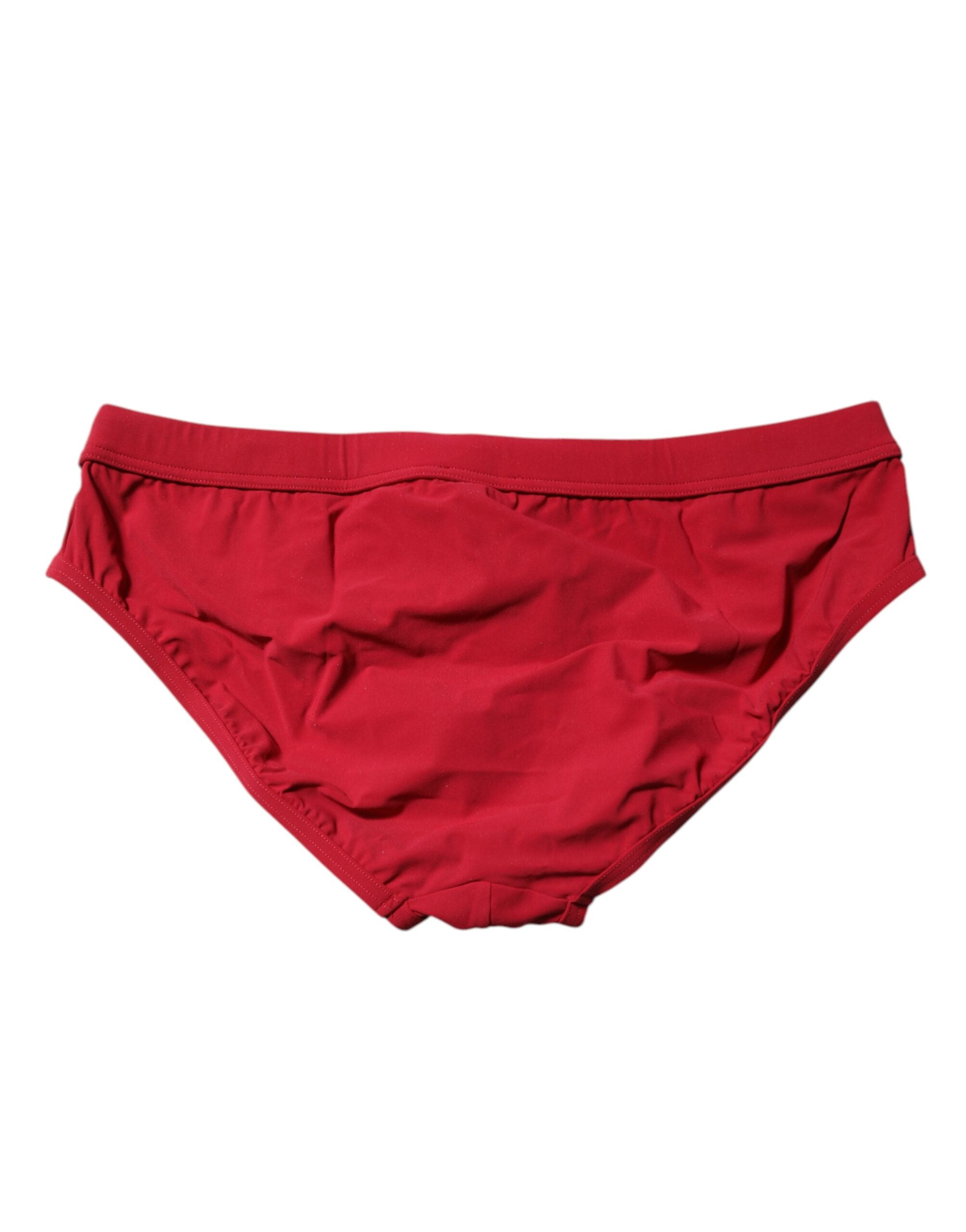 Dolce & Gabbana Red Drawstring Men Beachwear Brief Swimwear