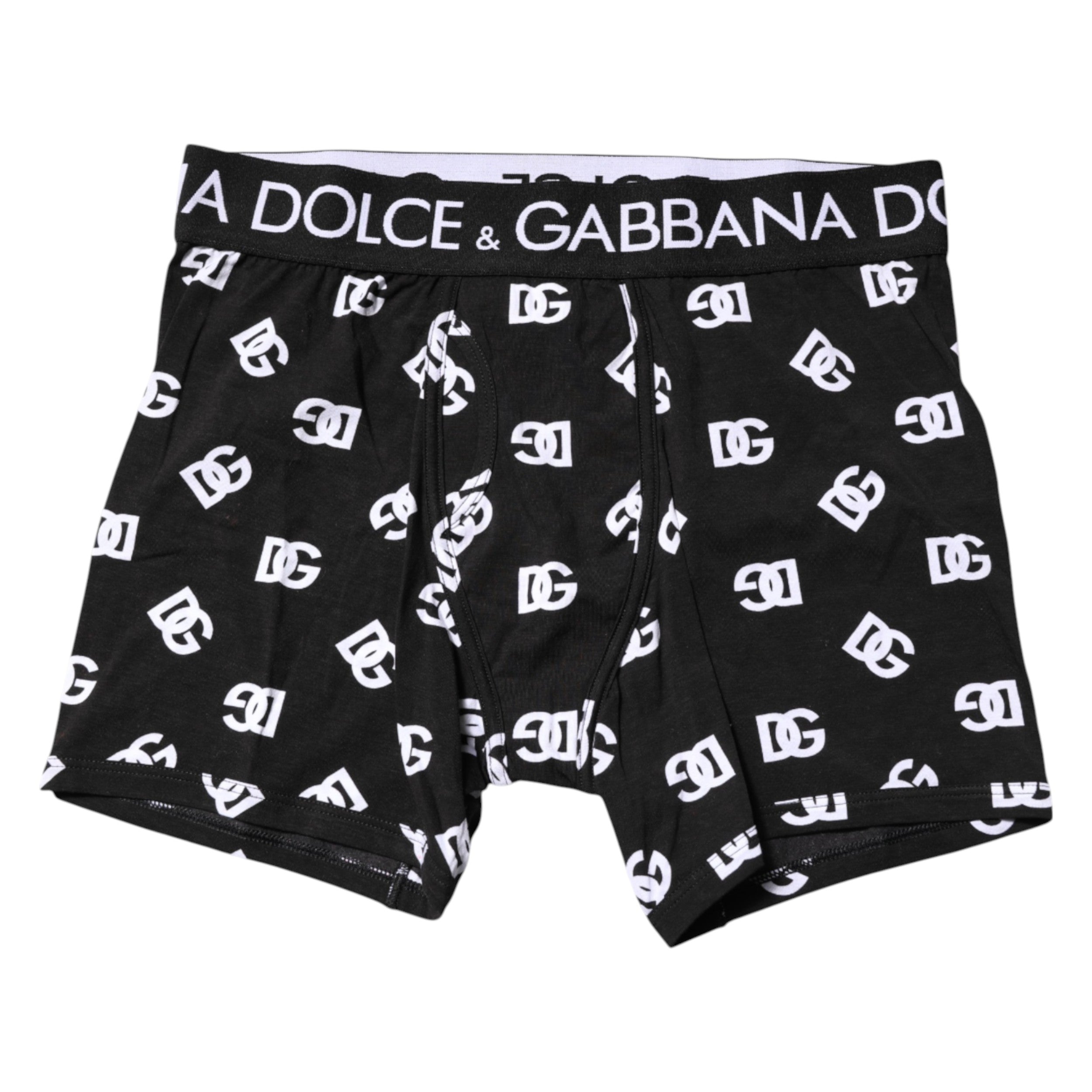Dolce & Gabbana Black Logo Waist Regular Boxer Brief Underwear