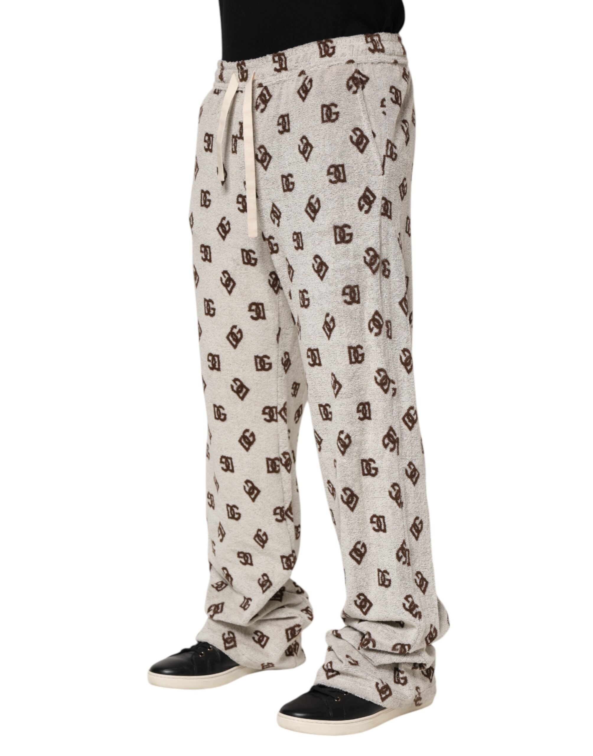 Dolce & Gabbana White Logo Print Jogger Men Sweatpants Pants