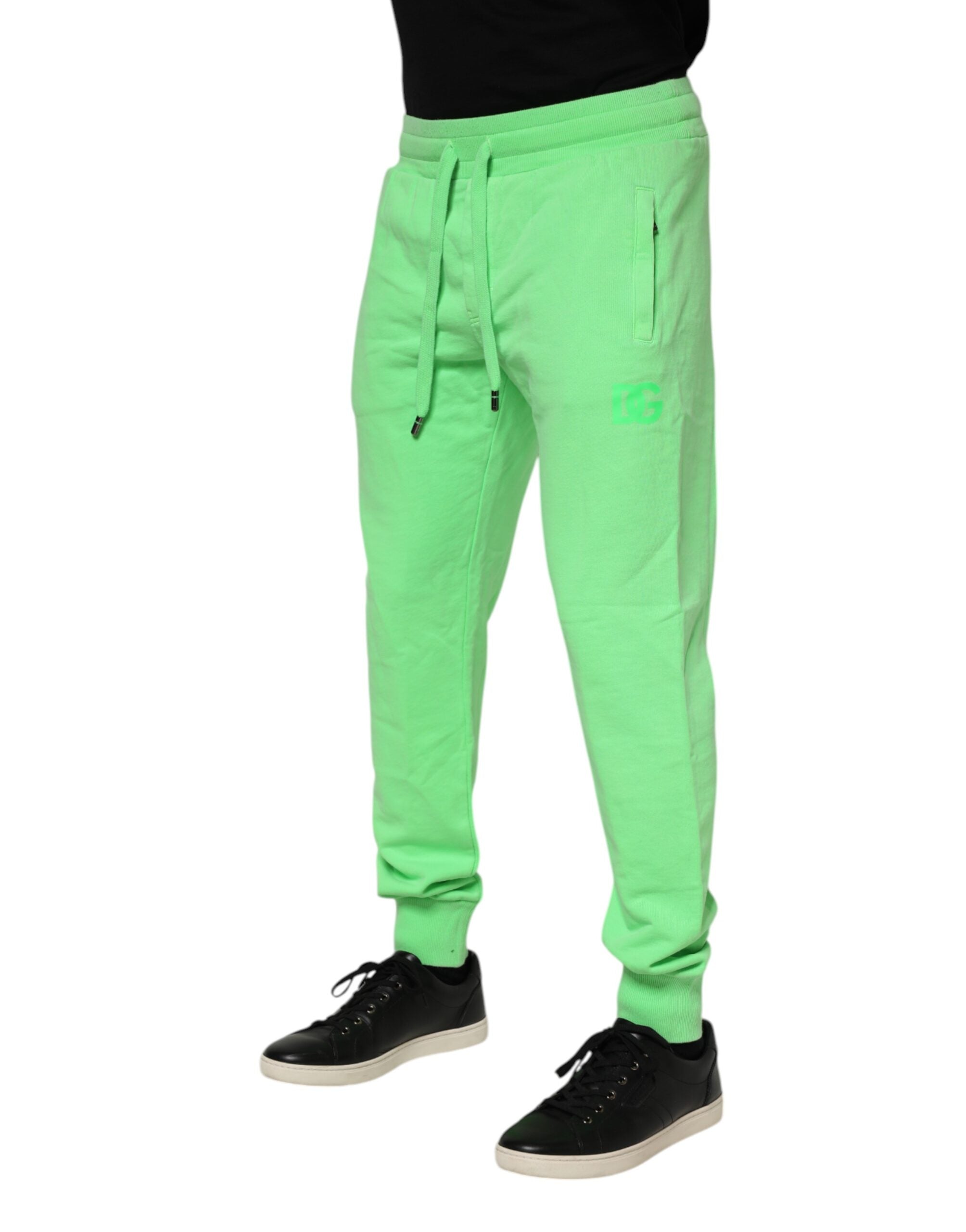 Dolce & Gabbana Green Cotton Men Jogger Sweatpants Pants