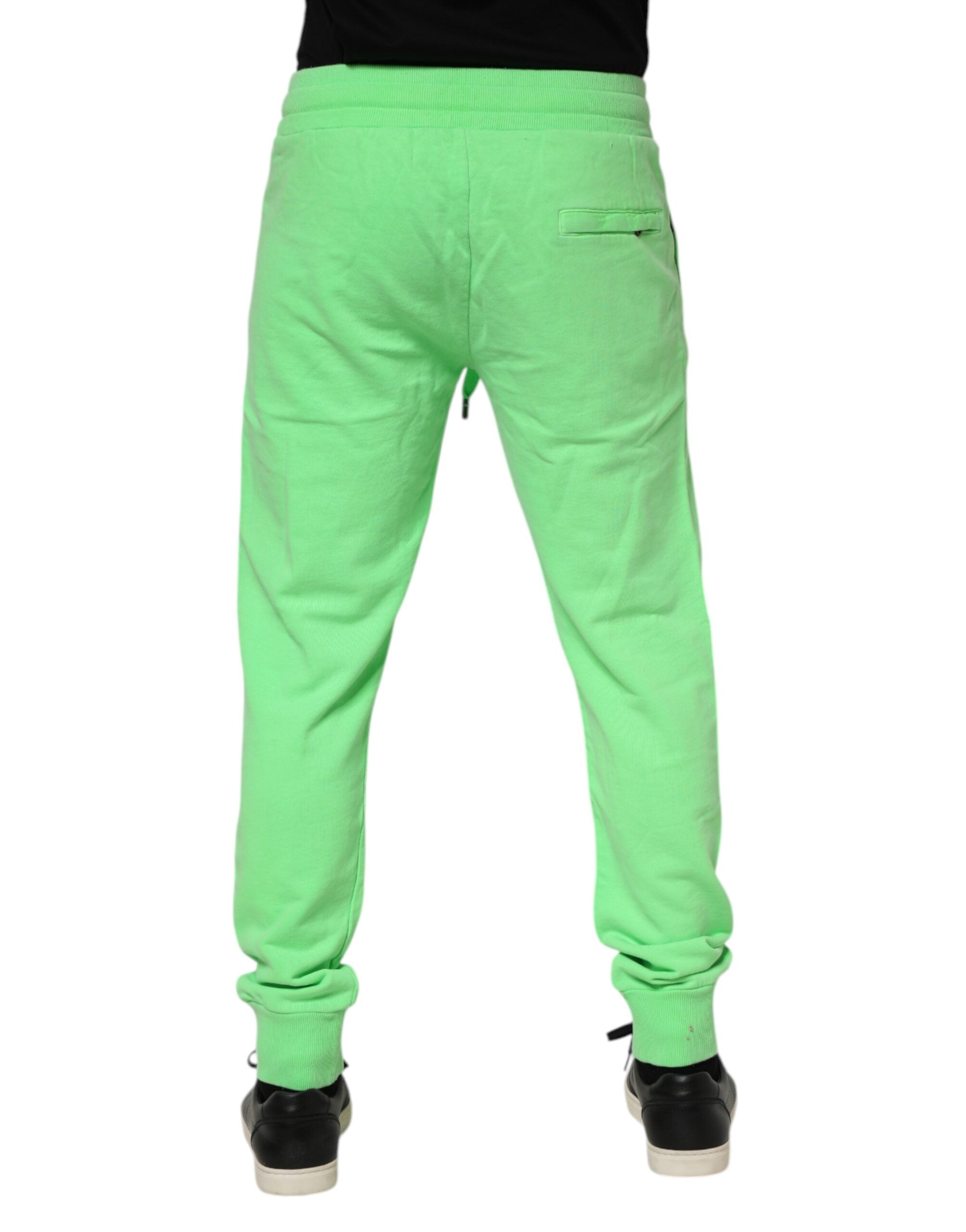 Dolce & Gabbana Green Cotton Men Jogger Sweatpants Pants