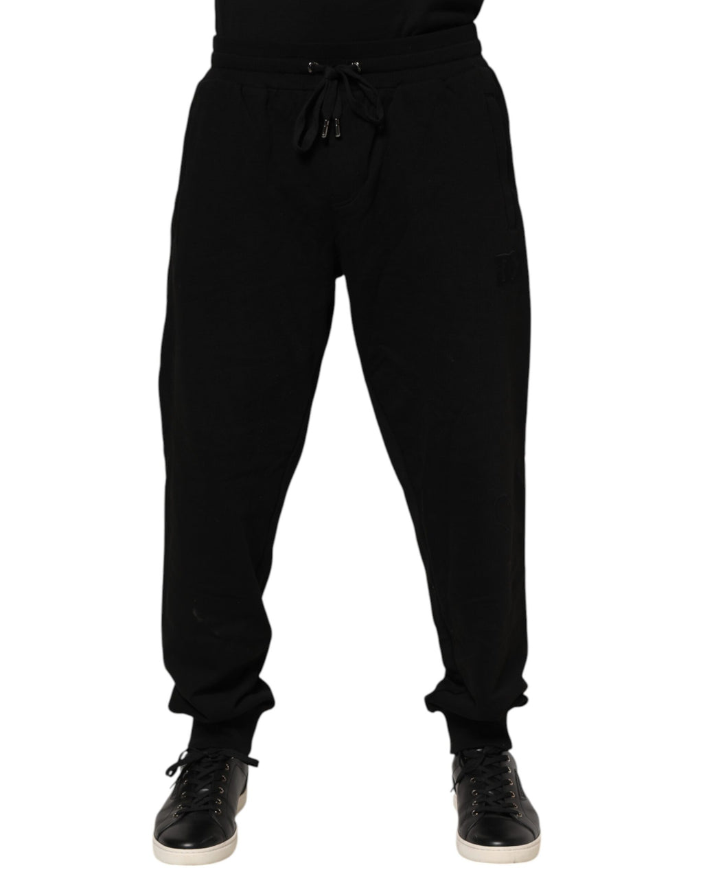 Dolce & Gabbana Black Cotton Logo Tape Men Jogger Pants