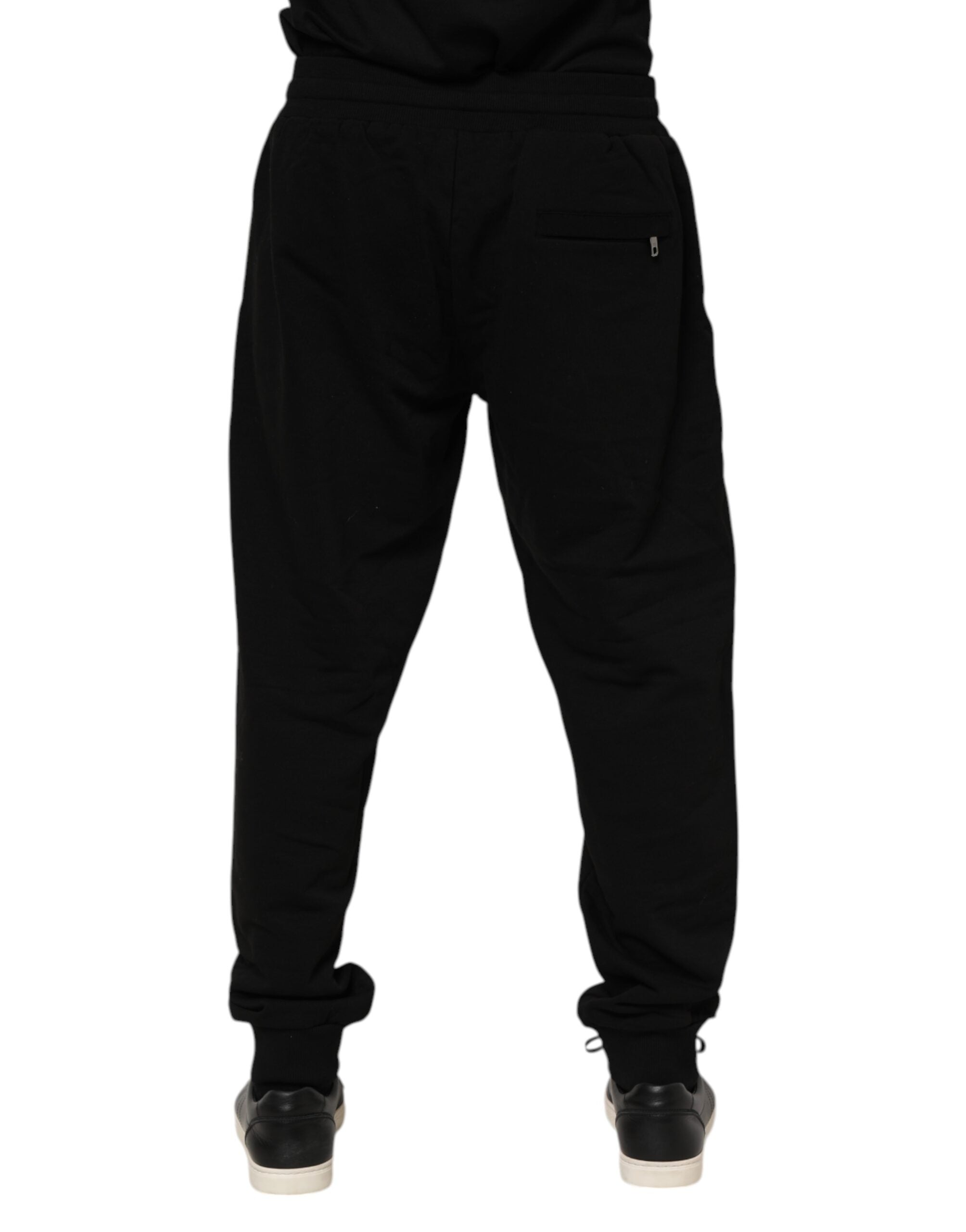Dolce & Gabbana Black Cotton Logo Tape Men Jogger Pants