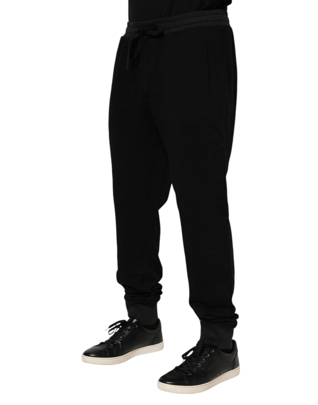 Dolce & Gabbana Black Cotton Crown Jogger Sweatpants Pants