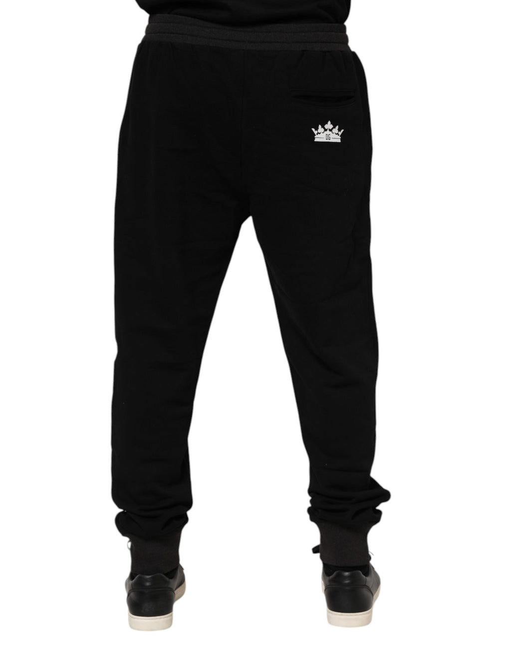 Dolce & Gabbana Black Cotton Crown Jogger Sweatpants Pants