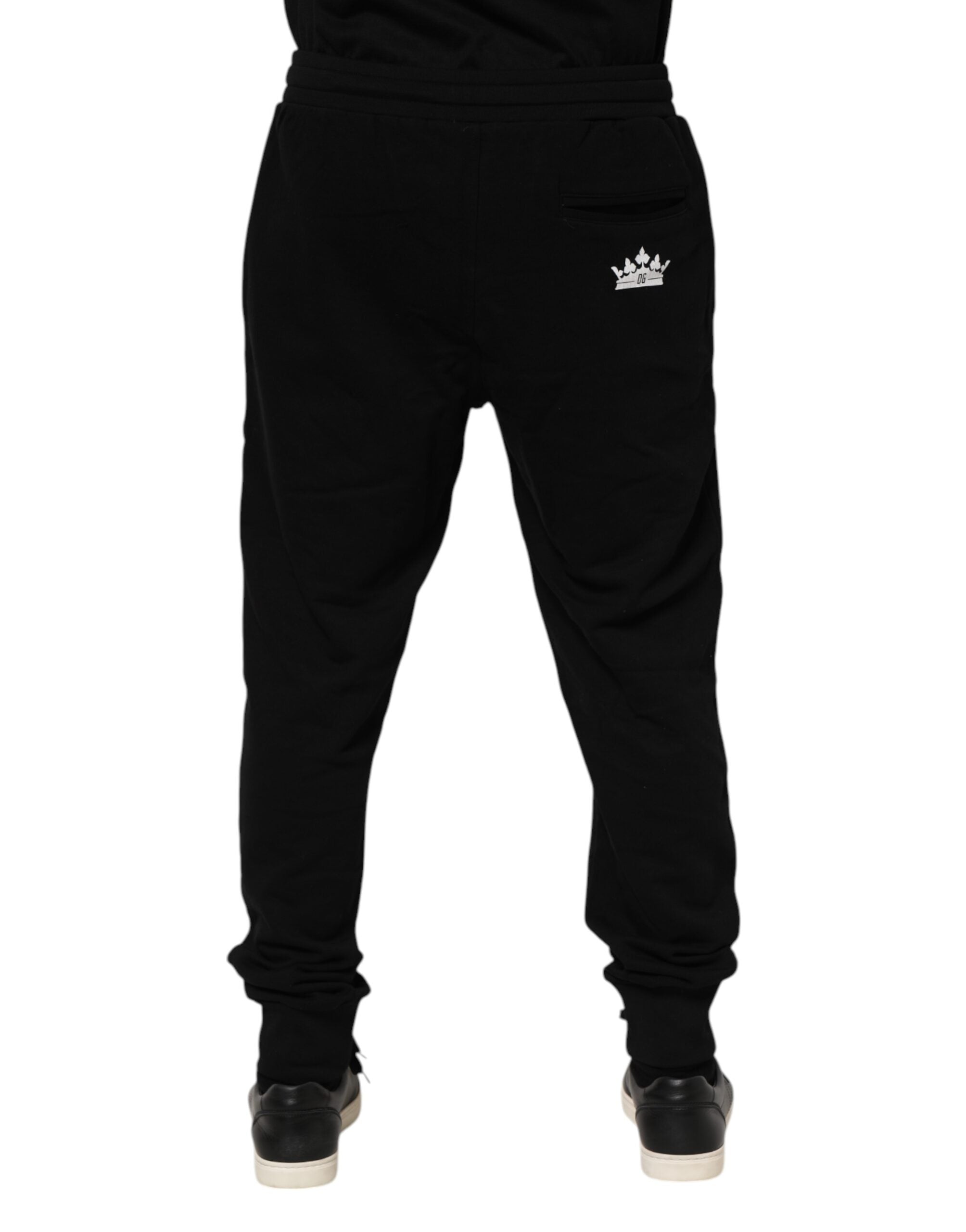 Dolce & Gabbana Black Cotton Crown Jogger Sweatpants Pants