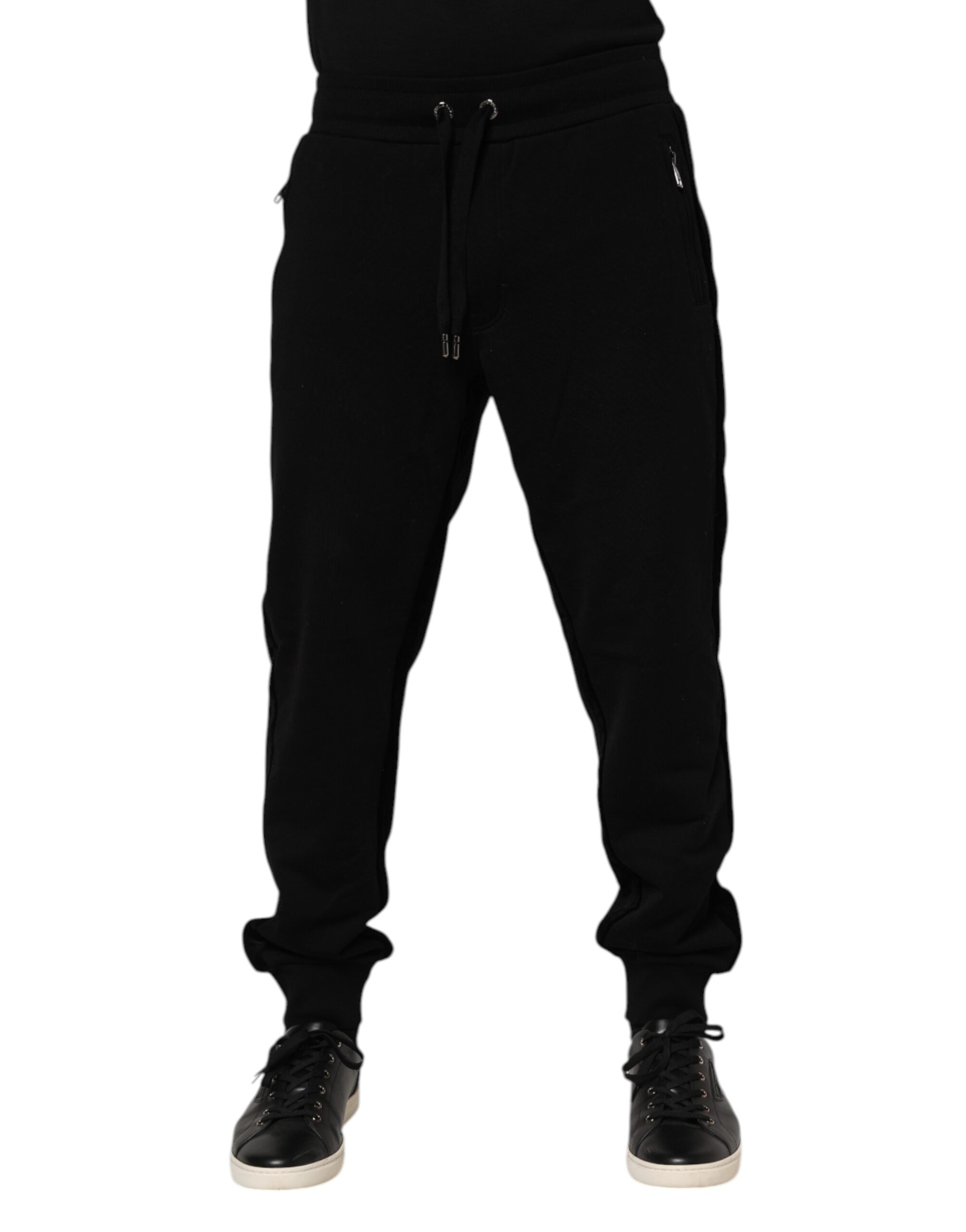 Dolce & Gabbana Black Cotton Men Jogger Sweatpants Pants