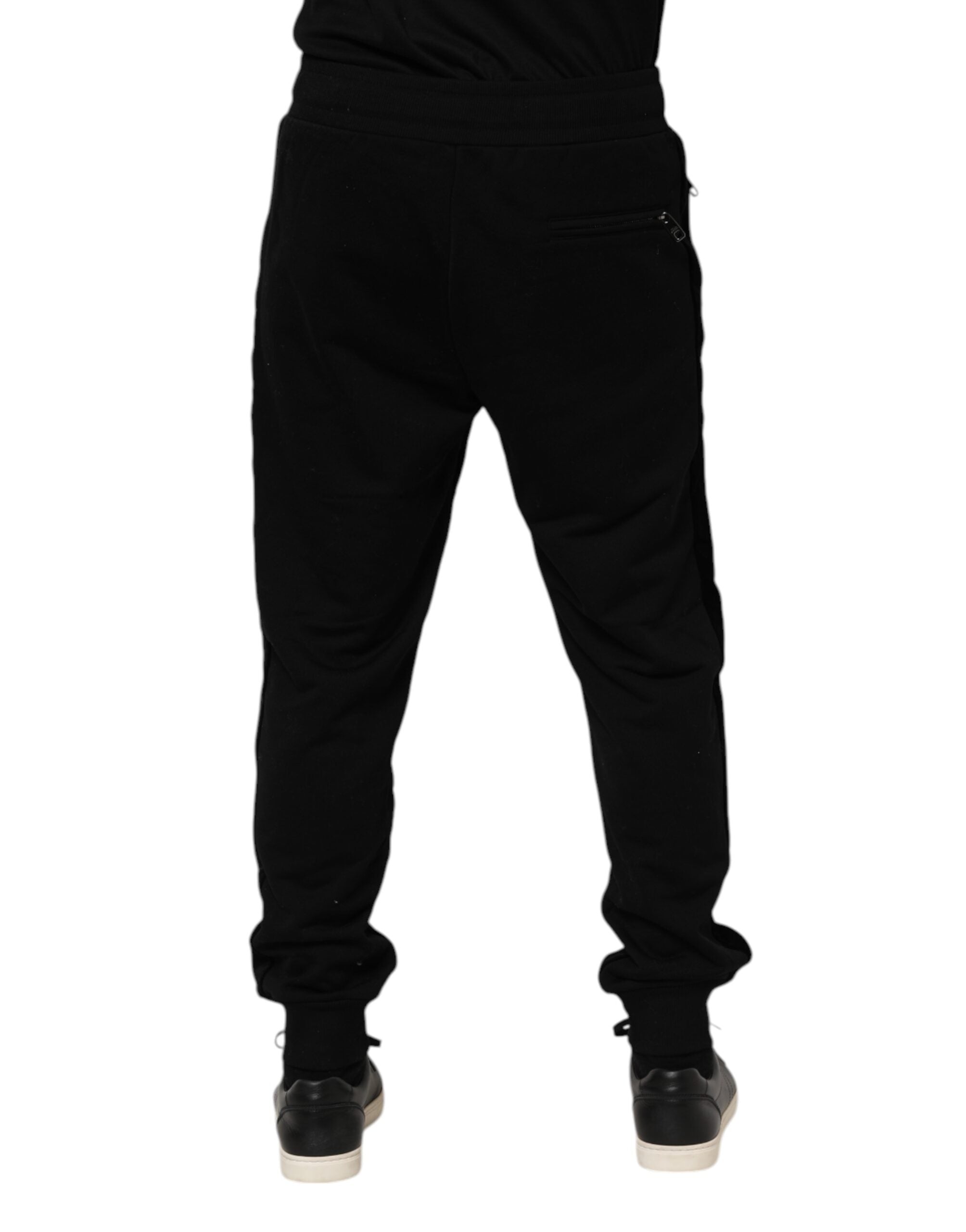 Dolce & Gabbana Black Cotton Men Jogger Sweatpants Pants