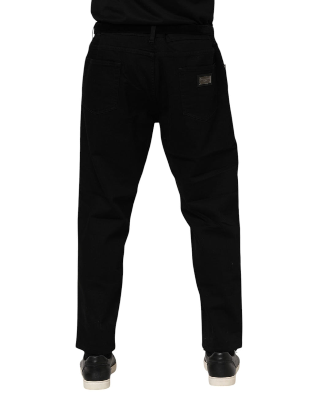 Dolce & Gabbana Black Cotton Logo Plaque Denim Jeans