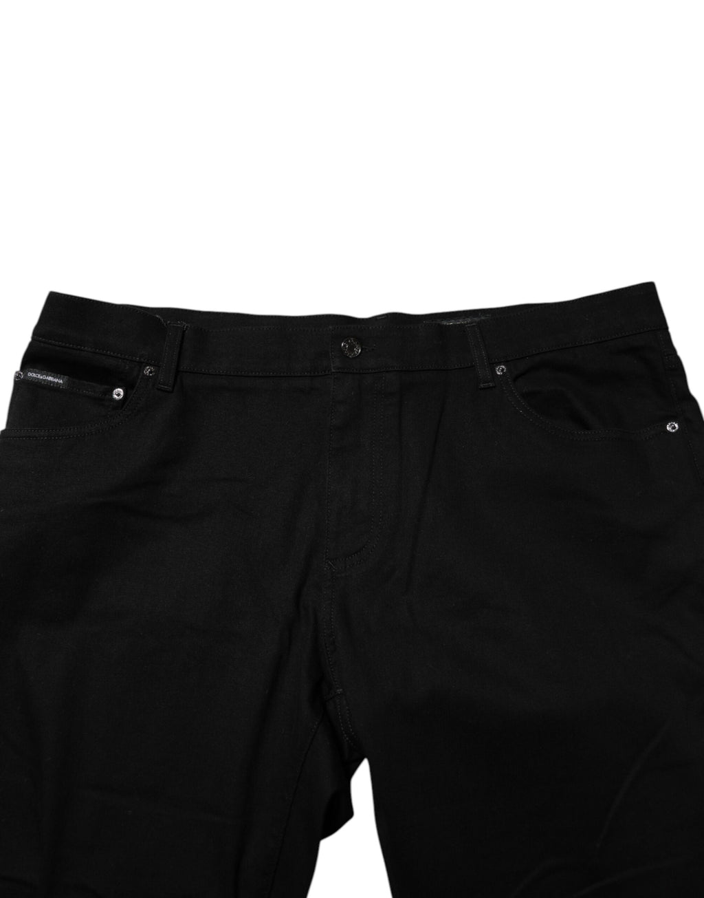 Dolce & Gabbana Black Cotton Logo Plaque Denim Jeans