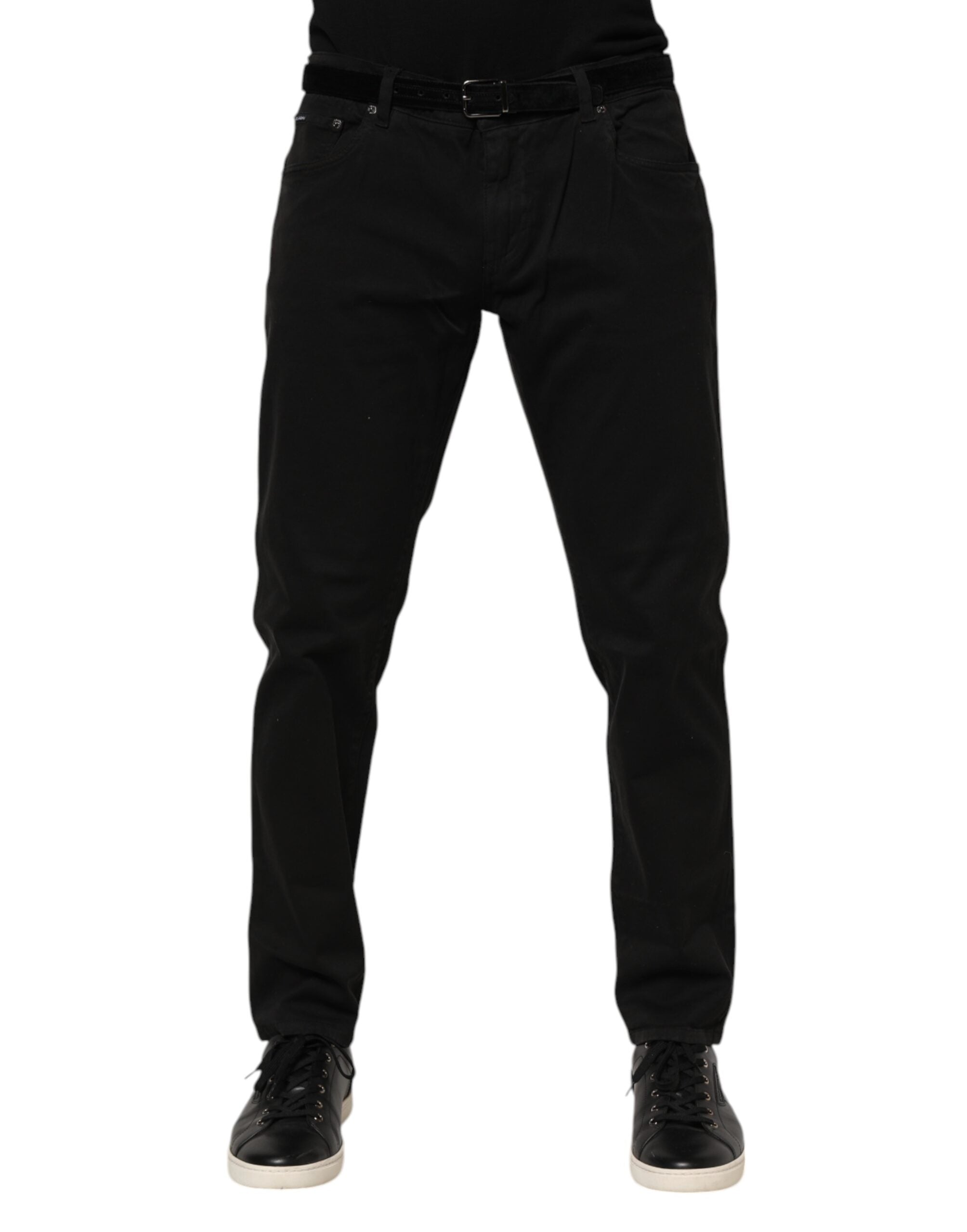 Dolce & Gabbana Black Cotton GOLD Skinny Denim Jeans