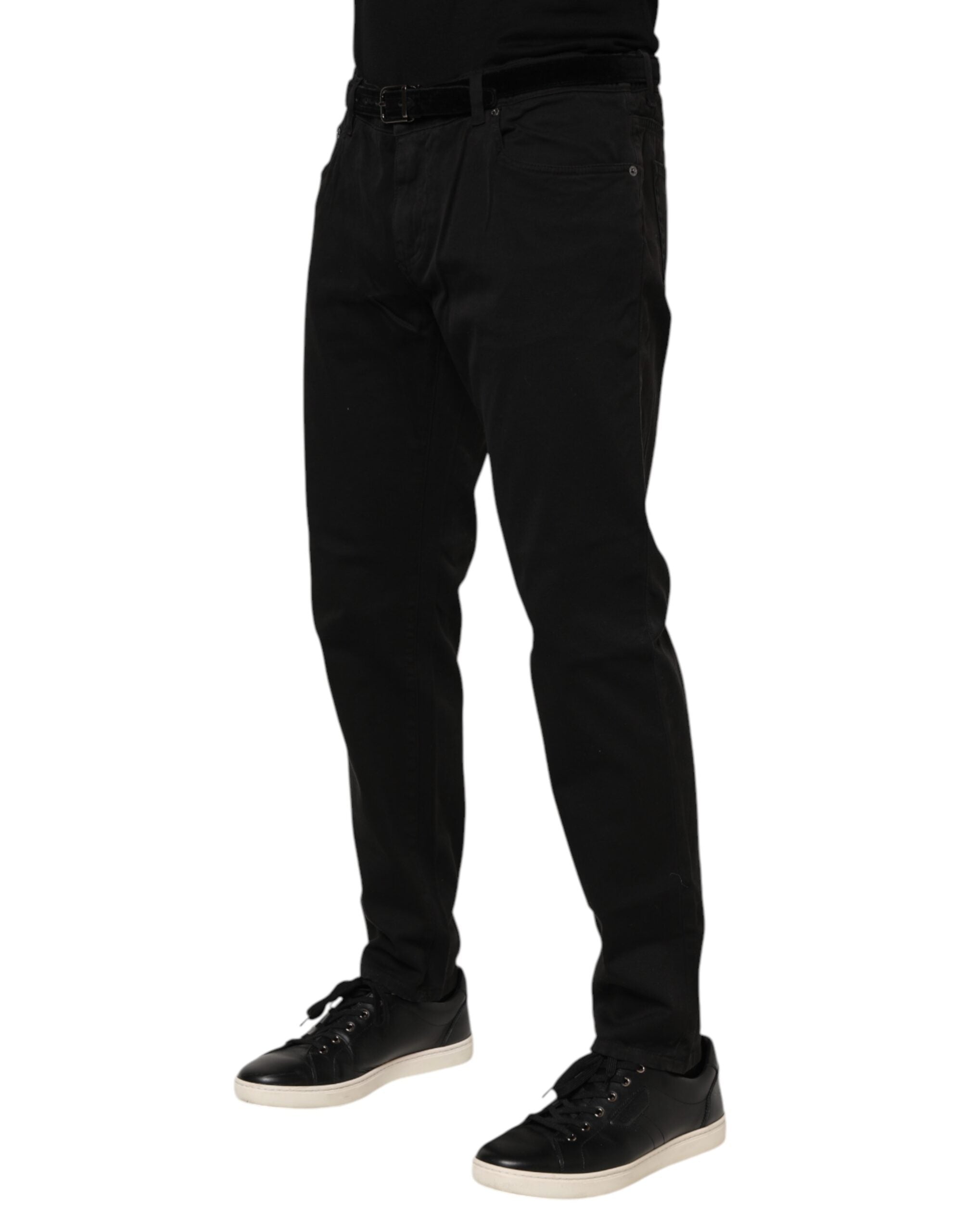 Dolce & Gabbana Black Cotton GOLD Skinny Denim Jeans