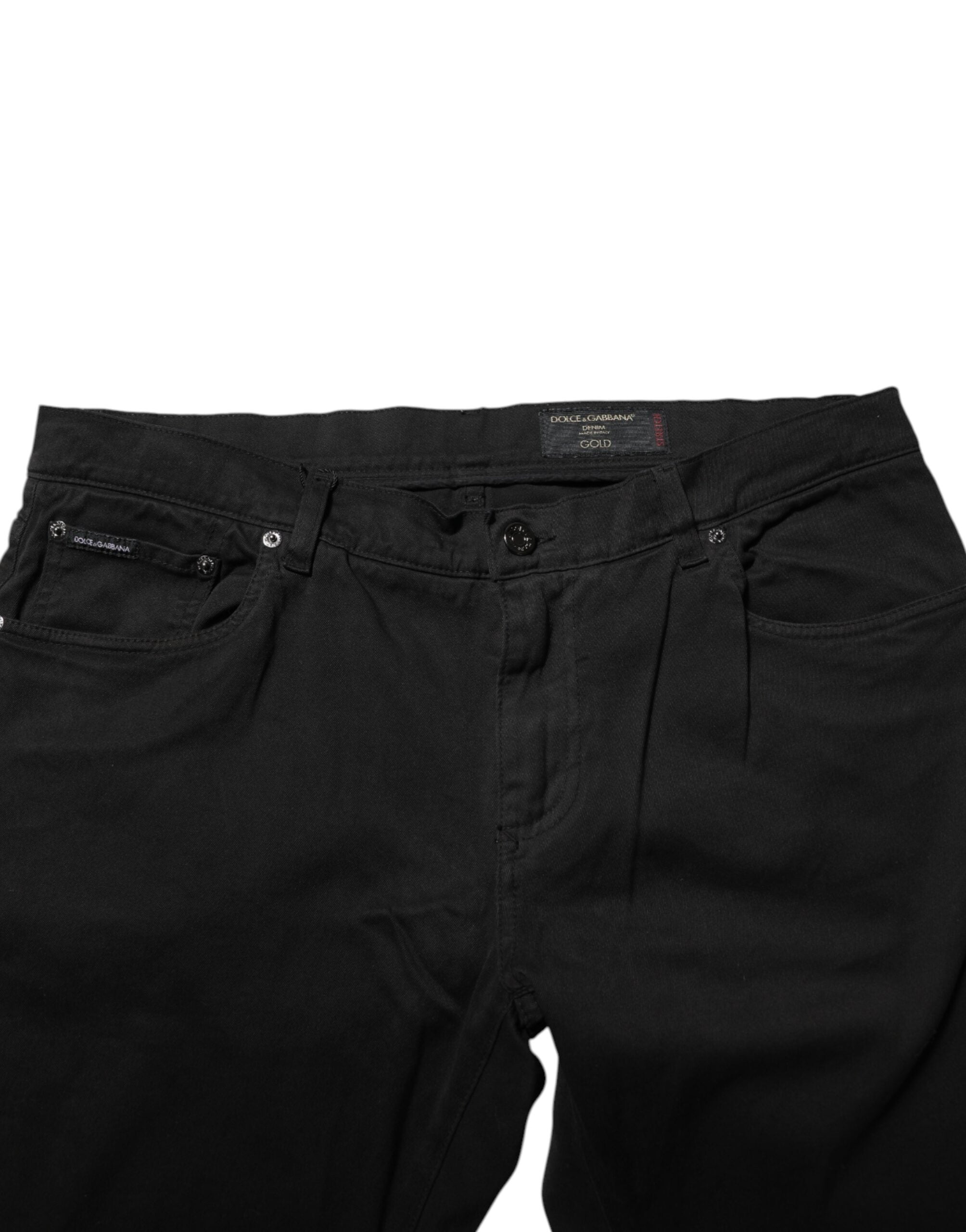 Dolce & Gabbana Black Cotton GOLD Skinny Denim Jeans