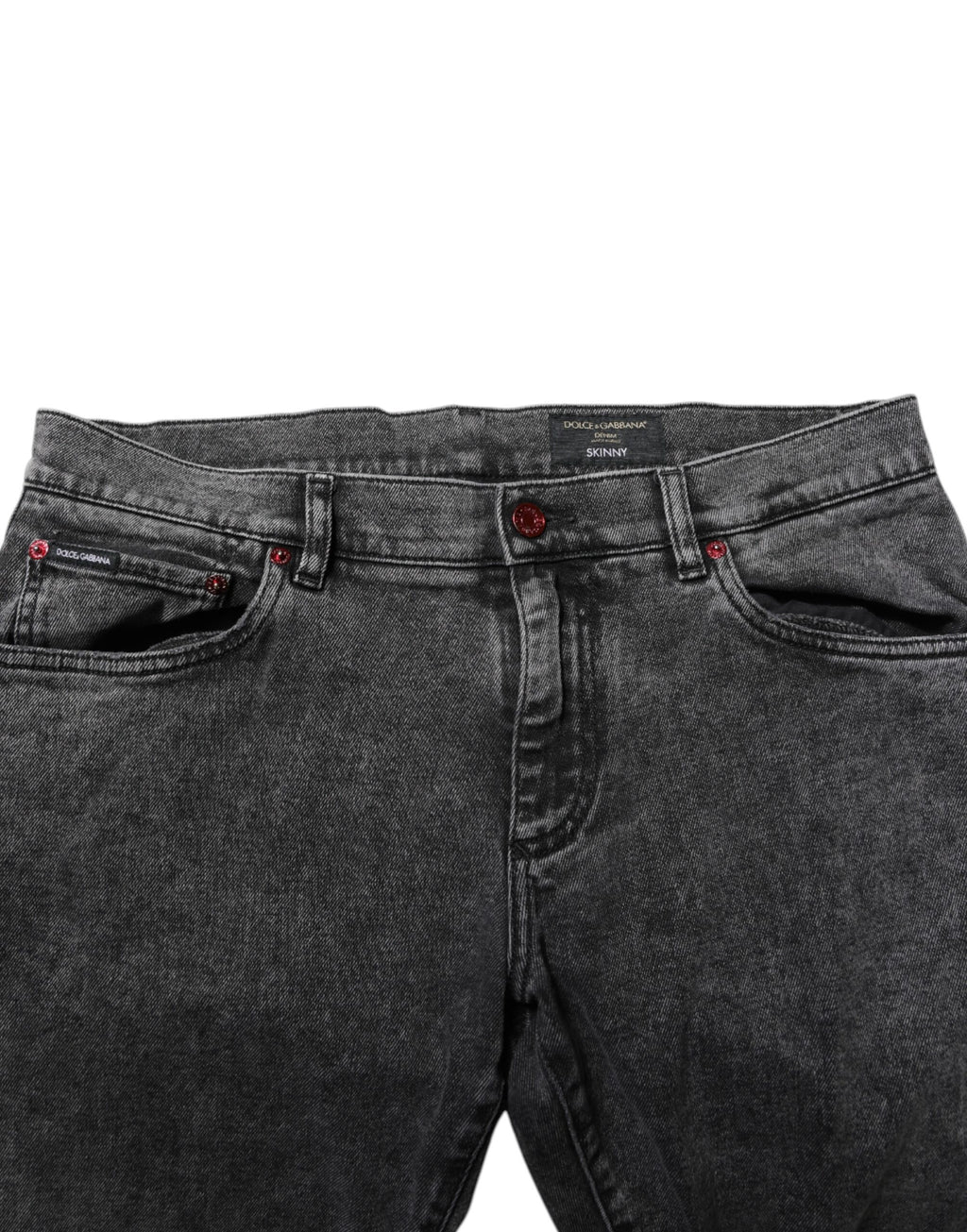 Dolce & Gabbana Black Washed Cotton Logo Plaque Denim Jeans