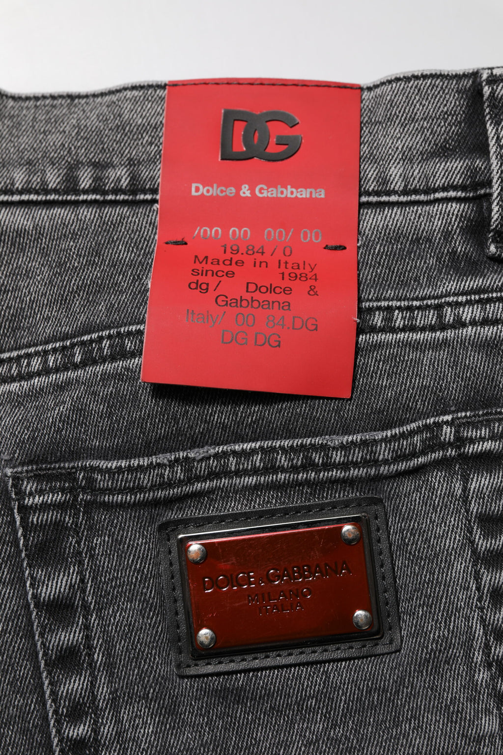 Dolce & Gabbana Black Washed Cotton Logo Plaque Denim Jeans