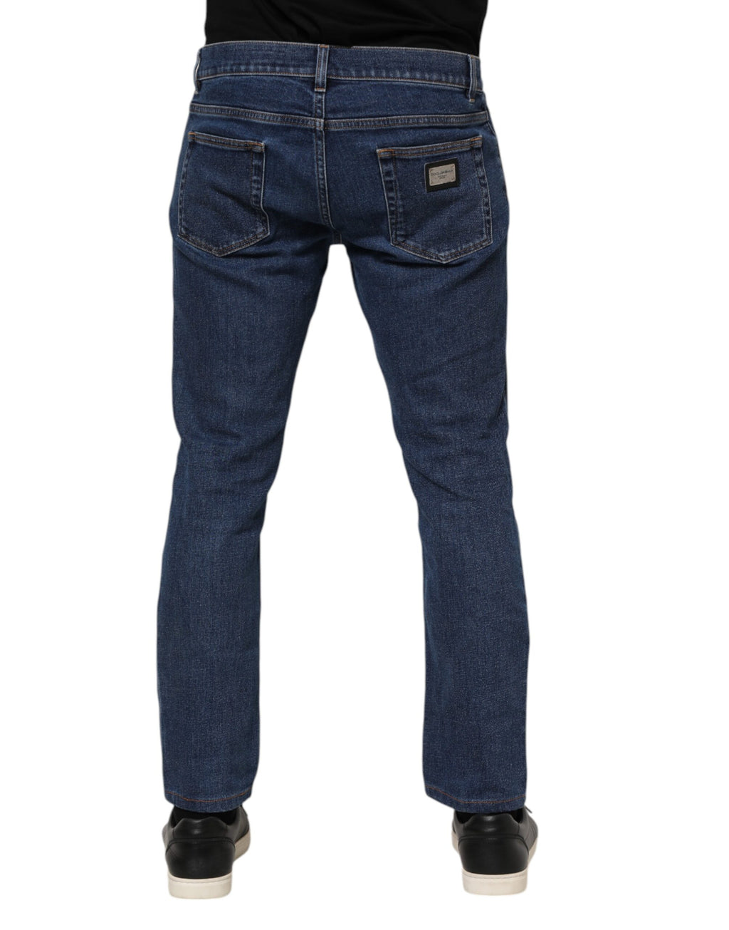 Dolce & Gabbana Blue Cotton Logo Skinny Denim Jeans