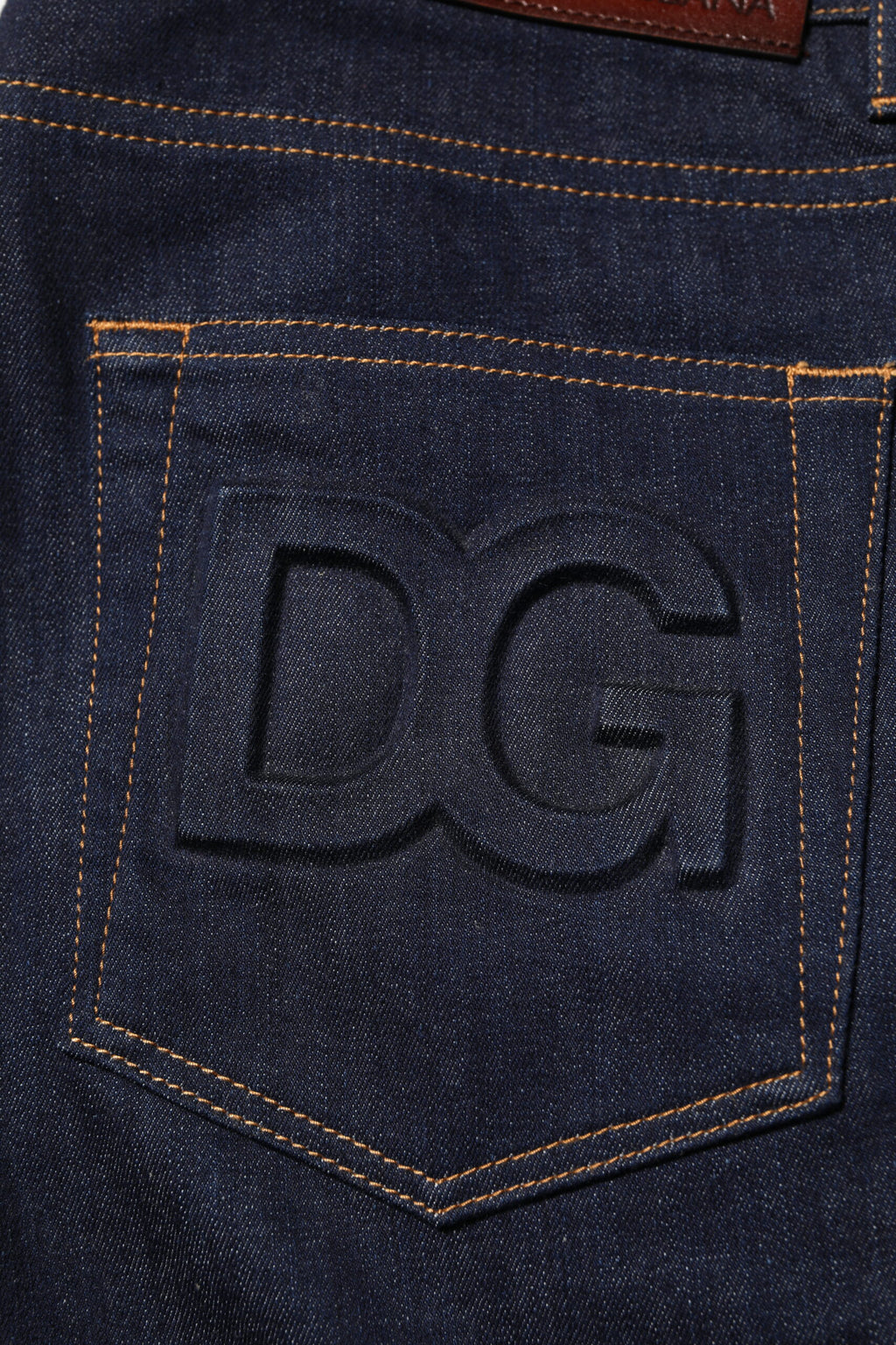 Dolce & Gabbana Dark Blue Cotton Logo Slim Fit Men Denim Jeans
