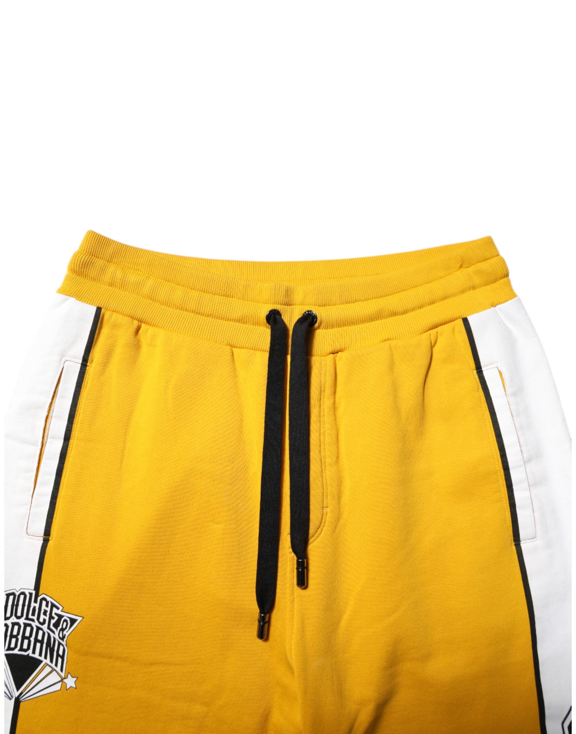 Dolce & Gabbana Yellow Cotton Drawstring Jogger Pants
