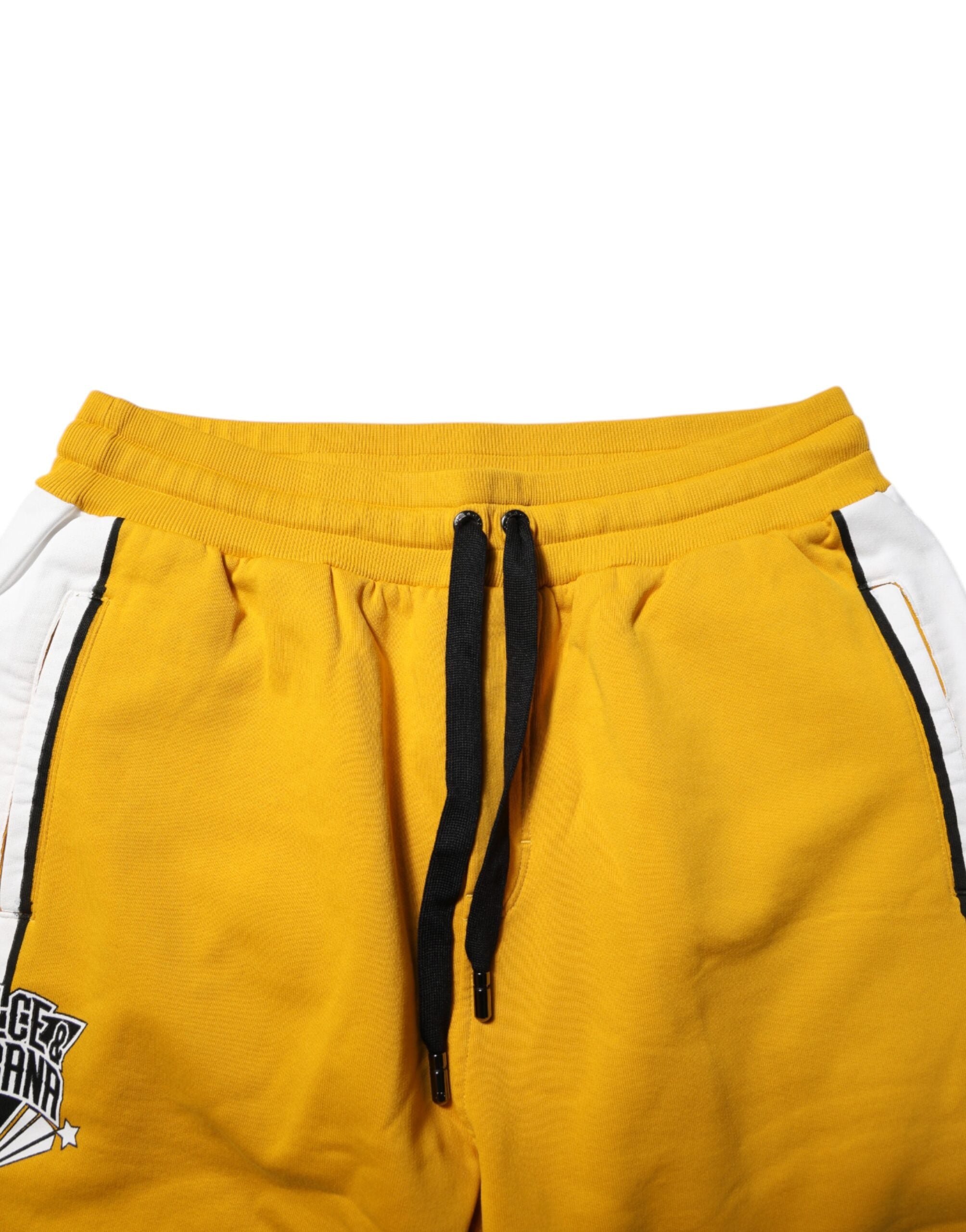 Dolce & Gabbana Yellow Cotton Logo Drawstring Jogger Sweatpants Pants